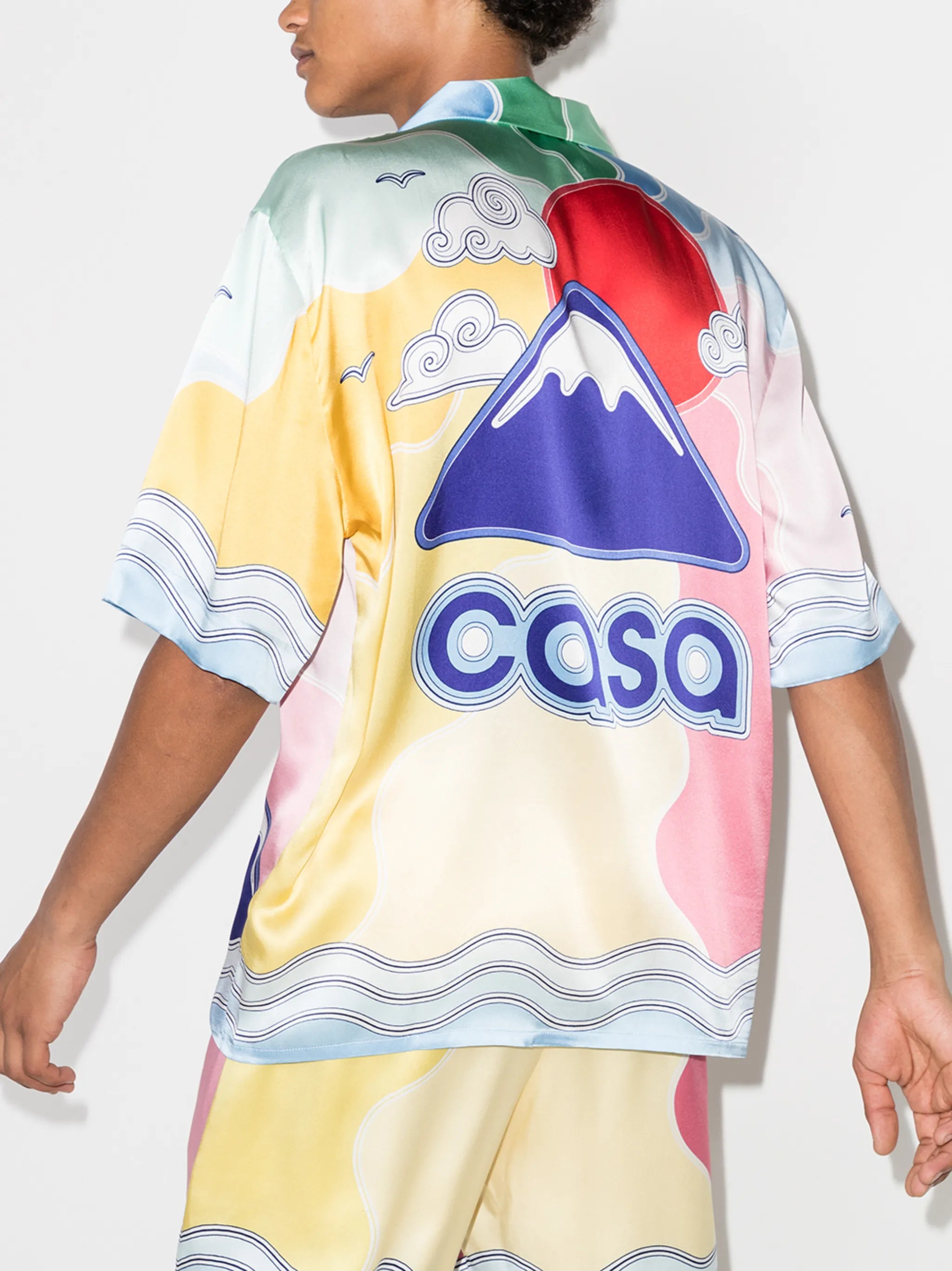 Soleil Levant short-sleeve silk shirt