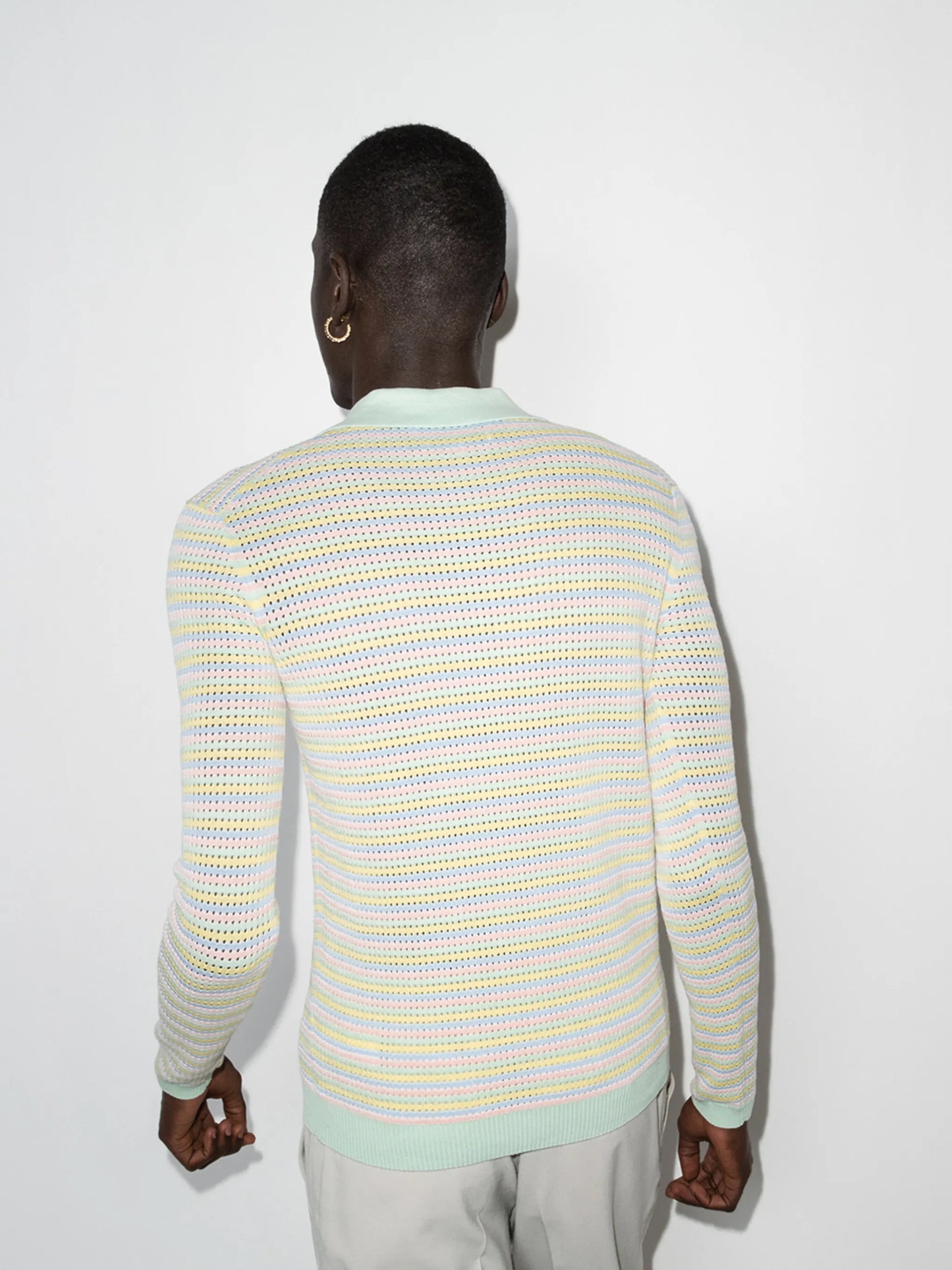 Grandpa open-knit polo jumper