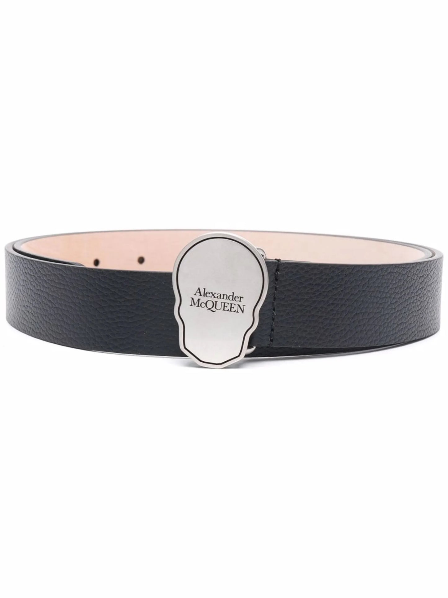 logo skull-buckle leather belt