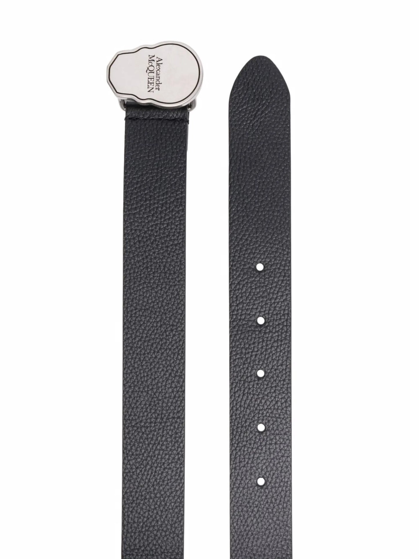 logo skull-buckle leather belt