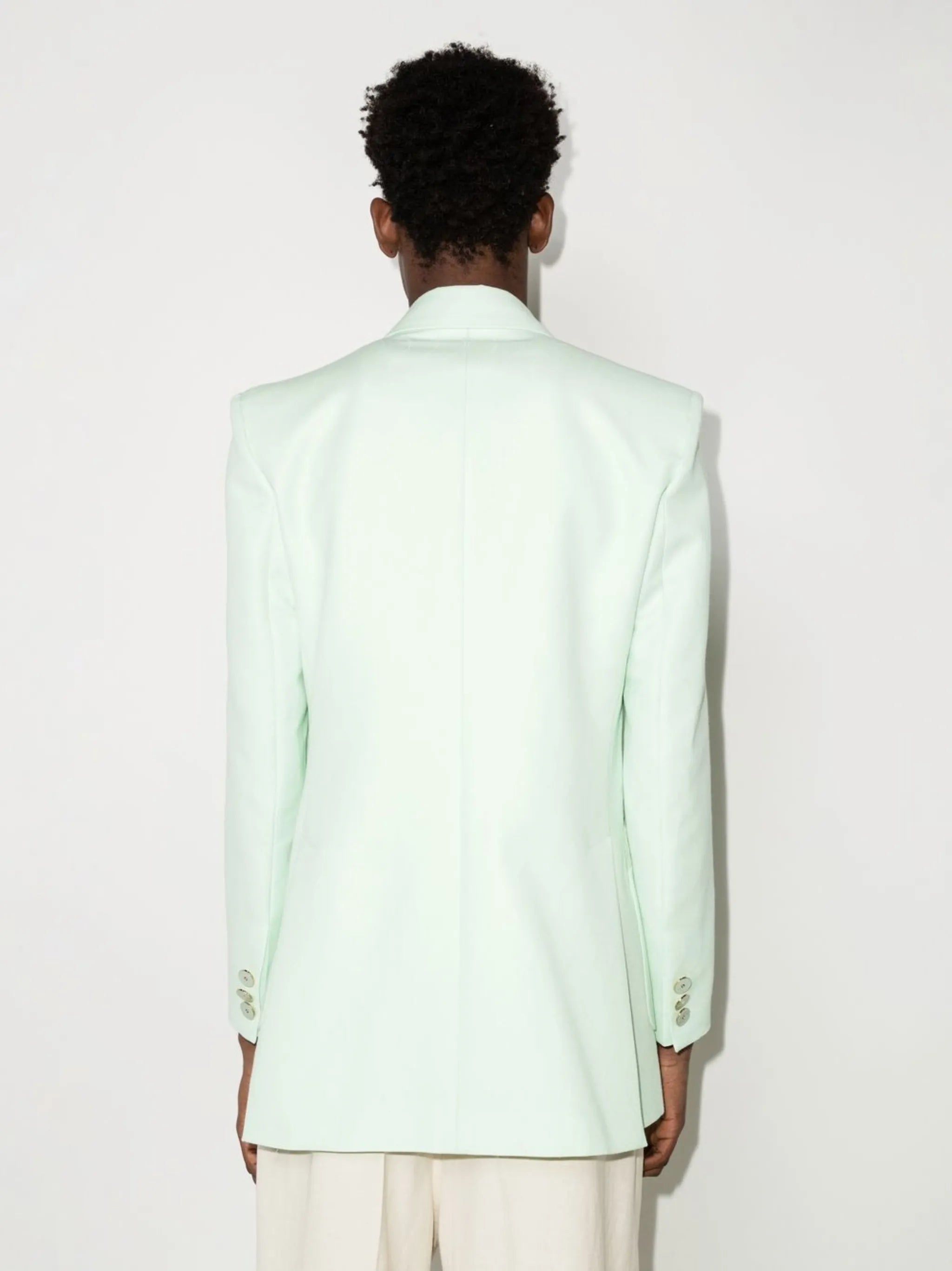 ribbed-trim single-breasted blazer