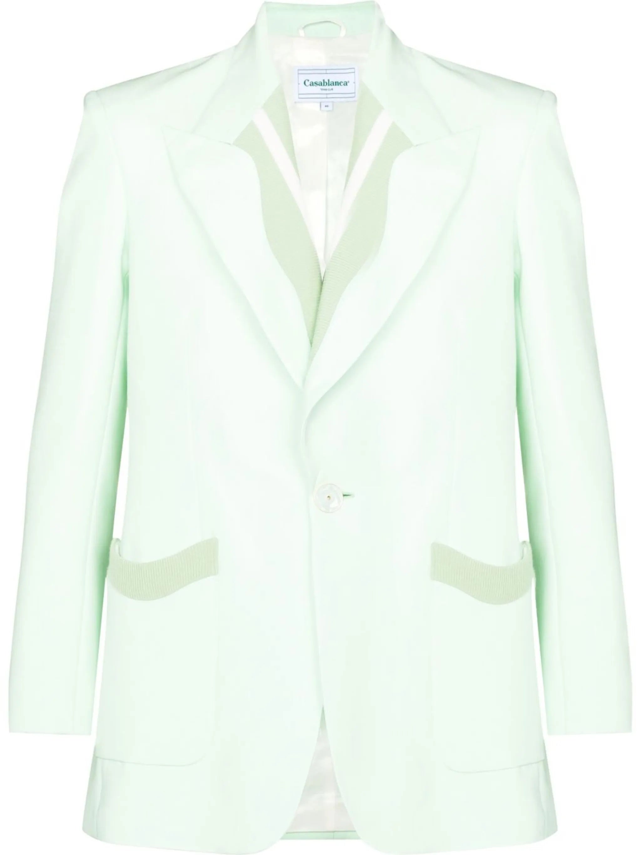 ribbed-trim single-breasted blazer