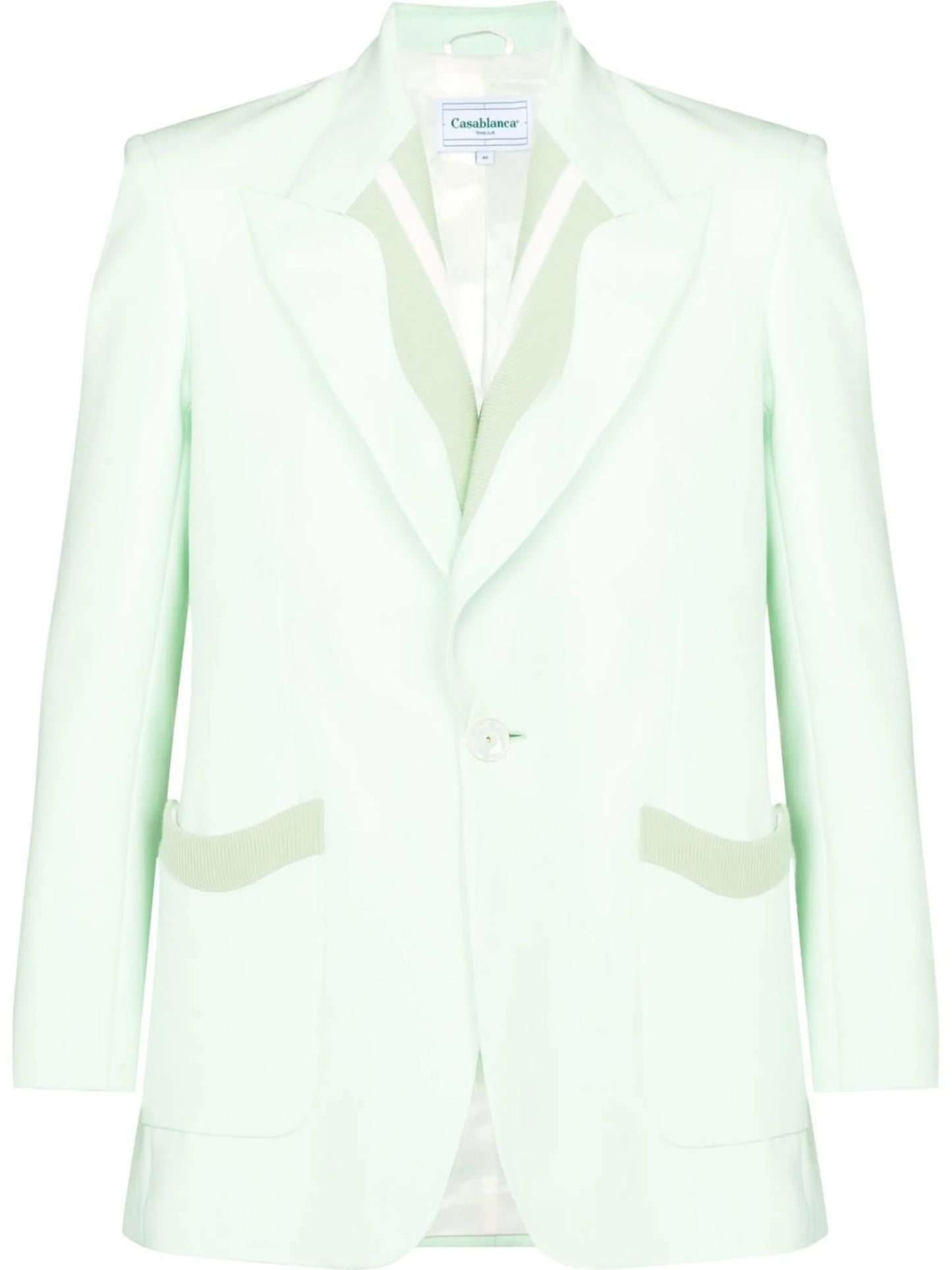 ribbed-trim single-breasted blazer