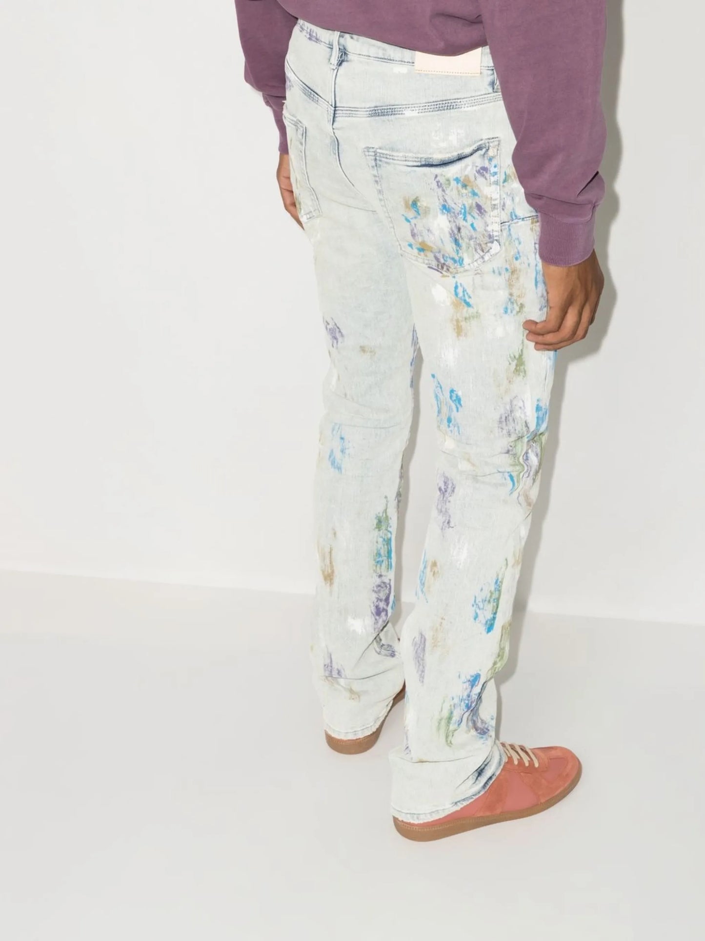 paint-splatter bootcut jeans