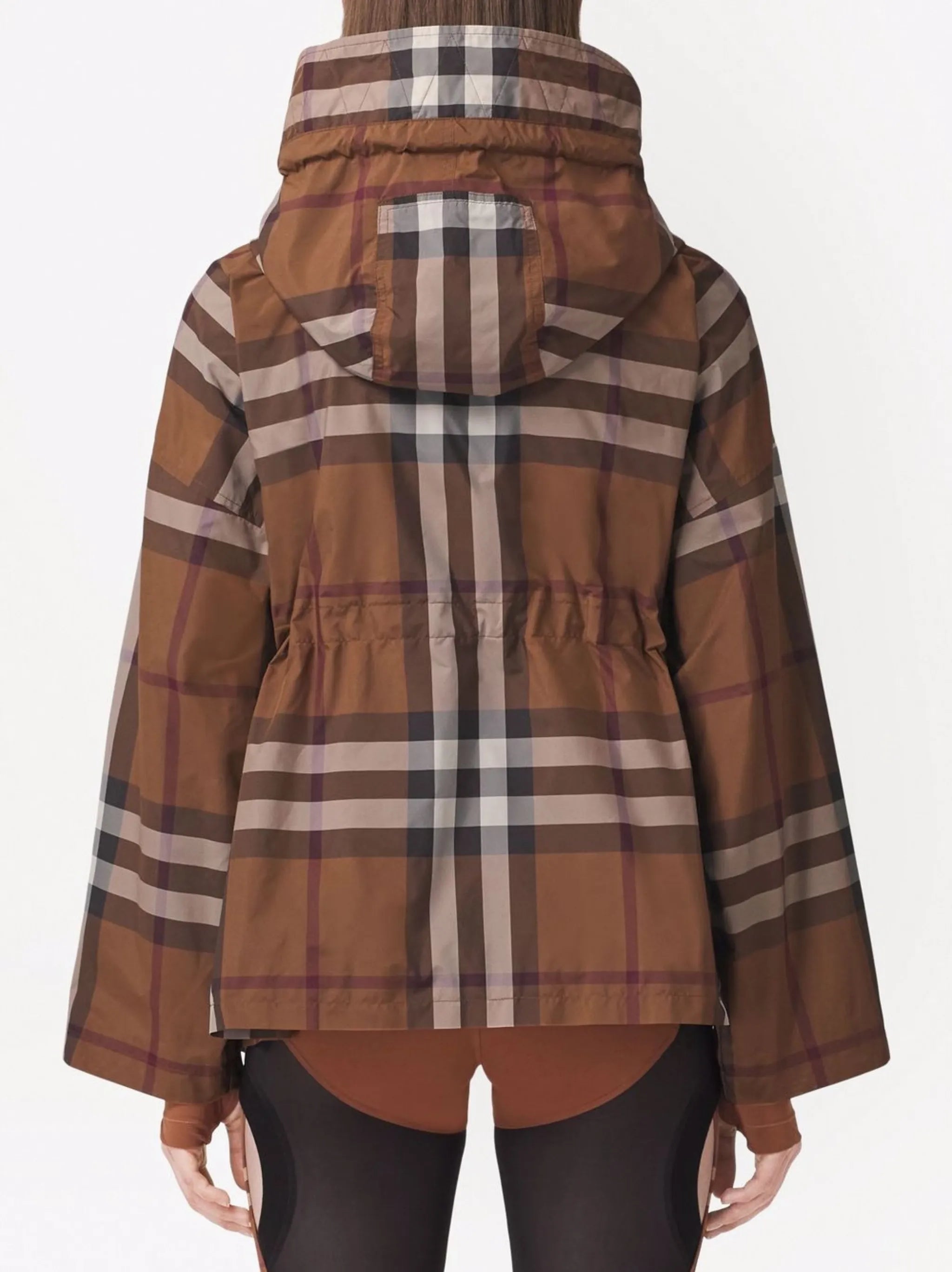 checked hooded jacket