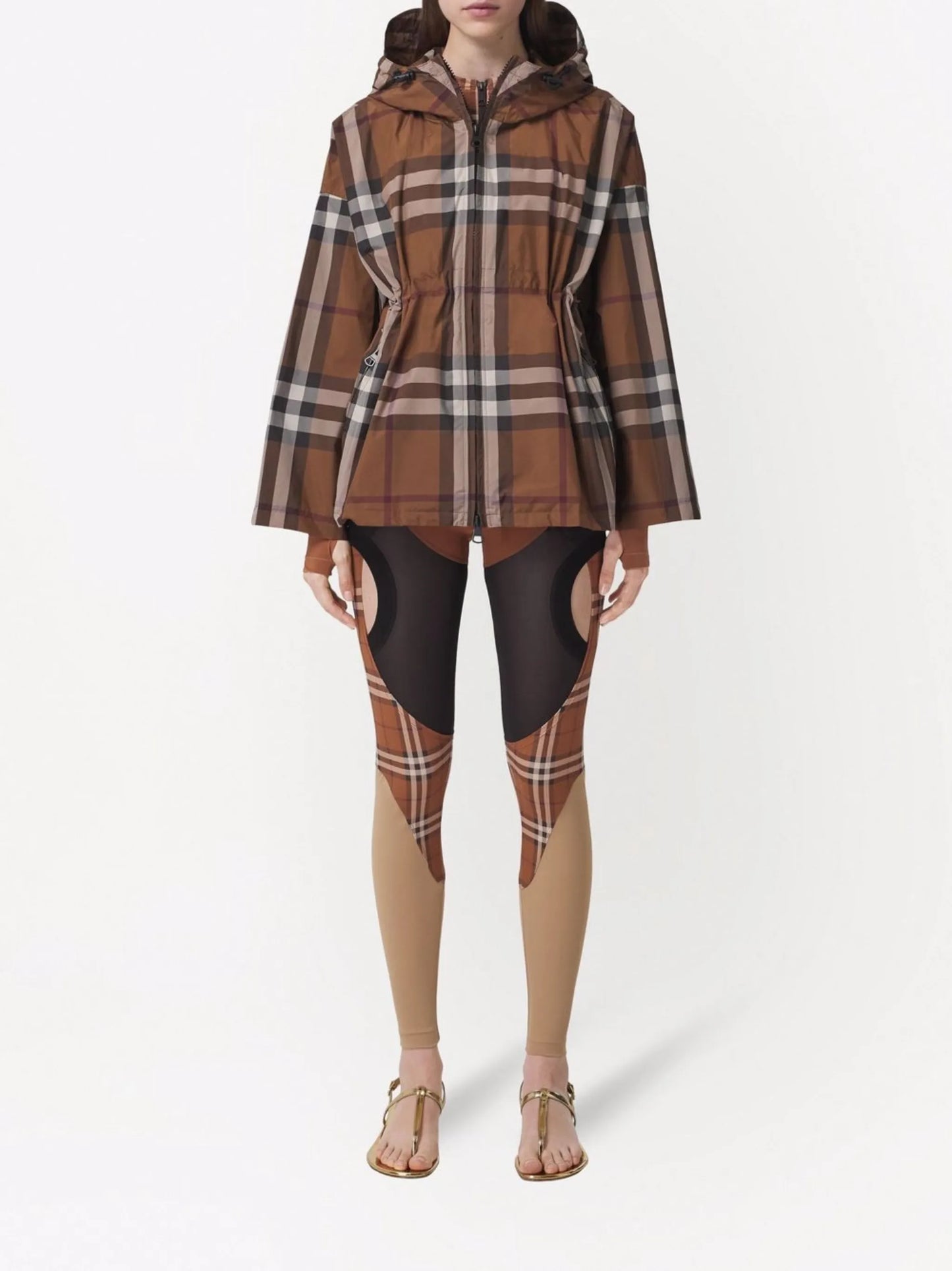 checked hooded jacket