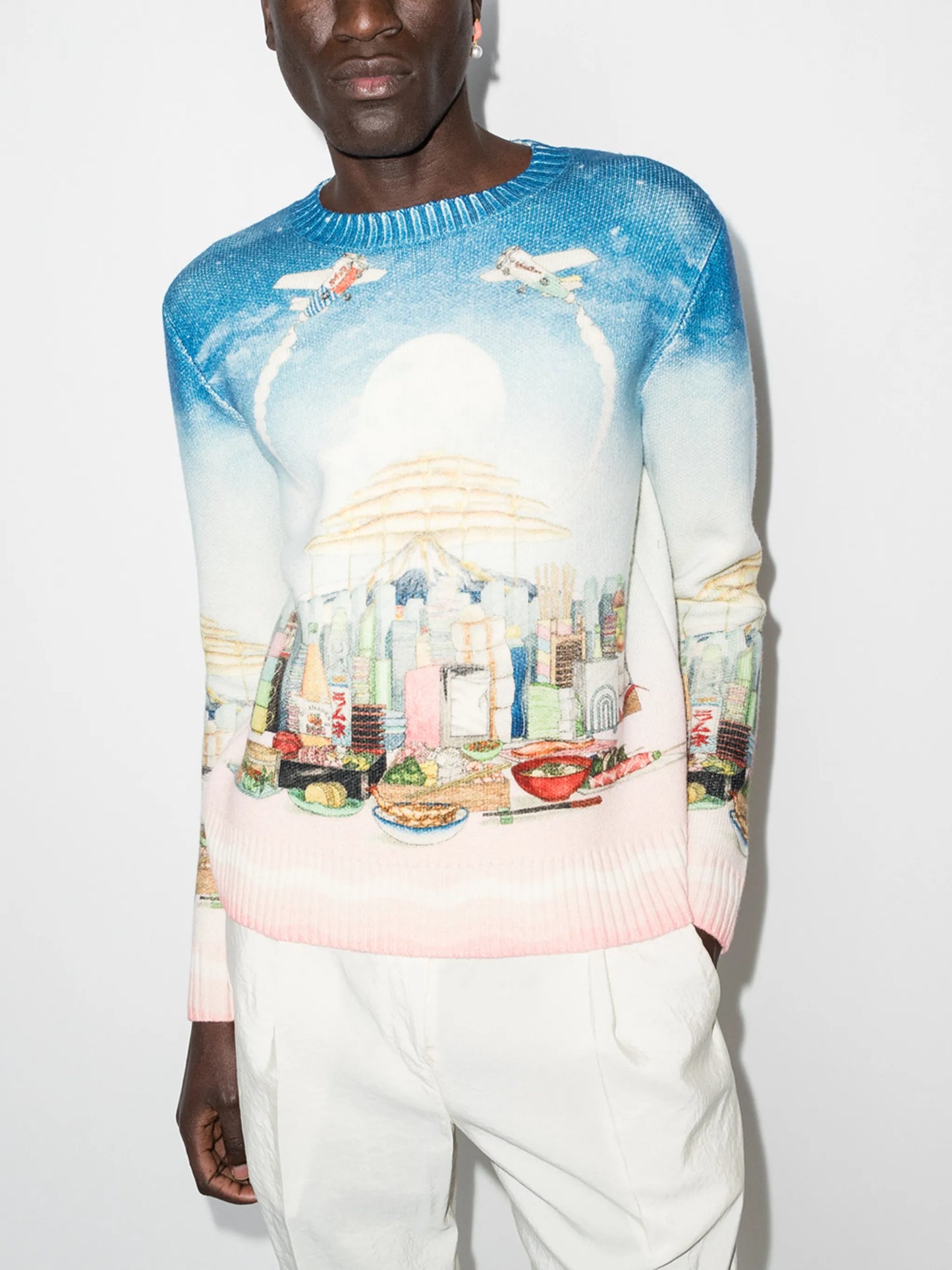 Café-print crew-neck sweatshirt