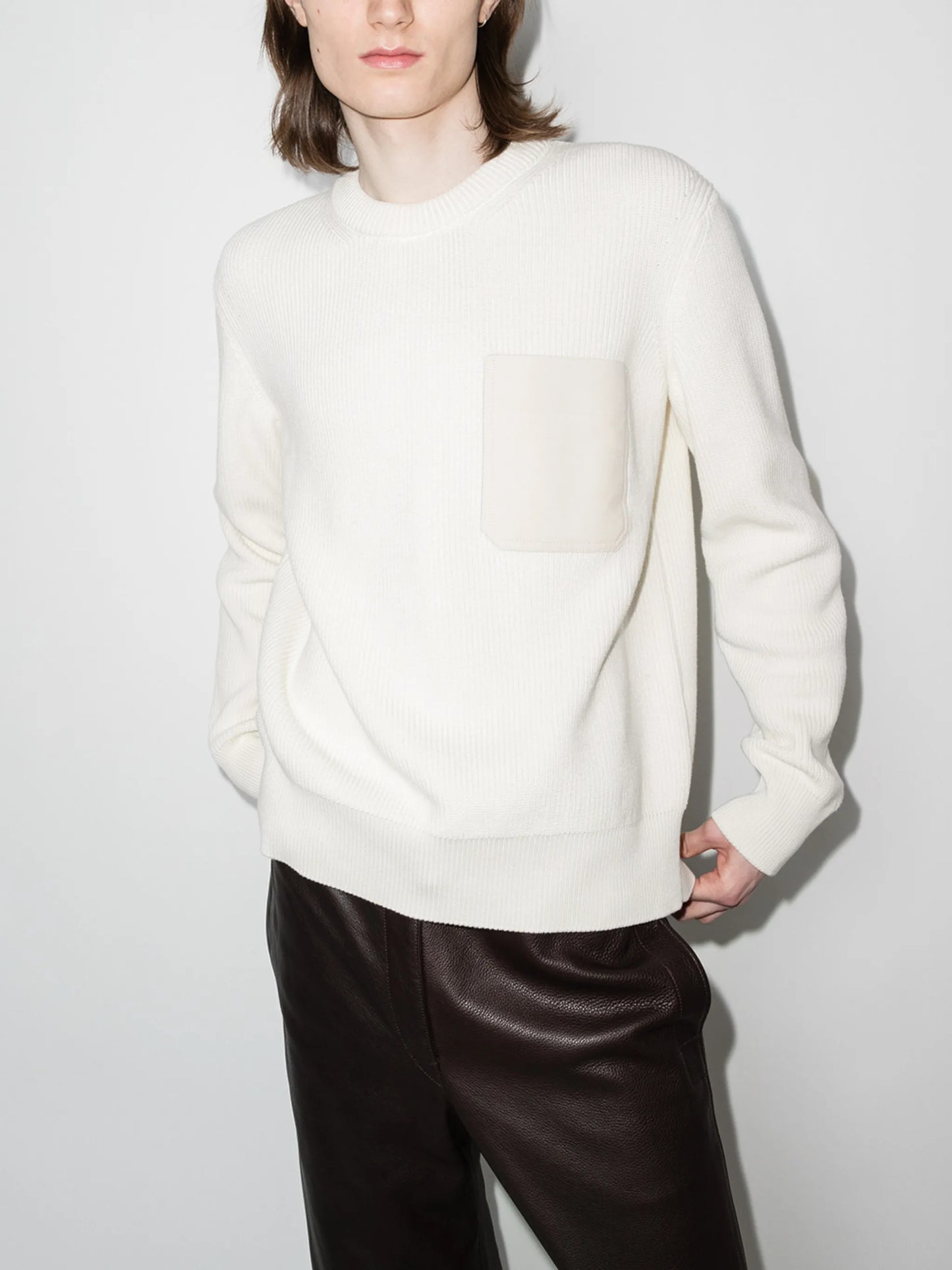 patch-pocket ribbed jumper