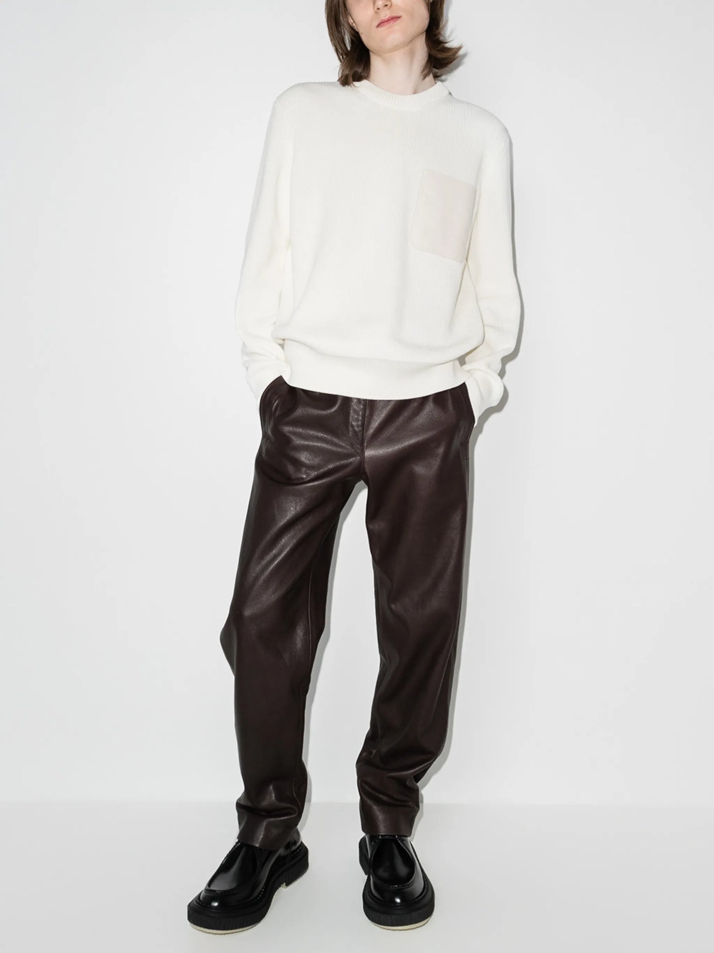 patch-pocket ribbed jumper