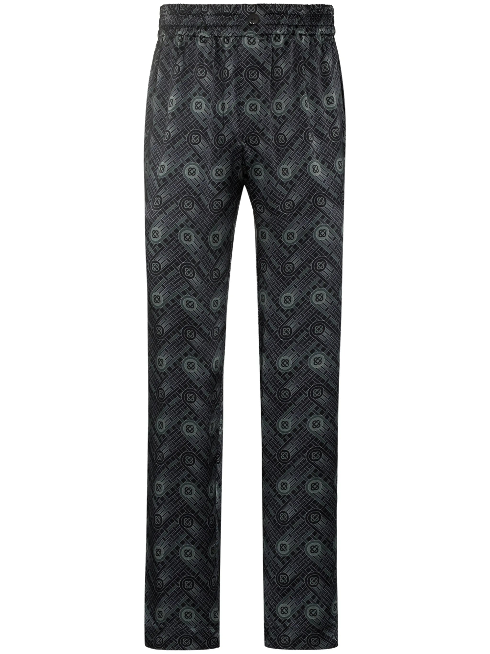 monogram-print silk trousers