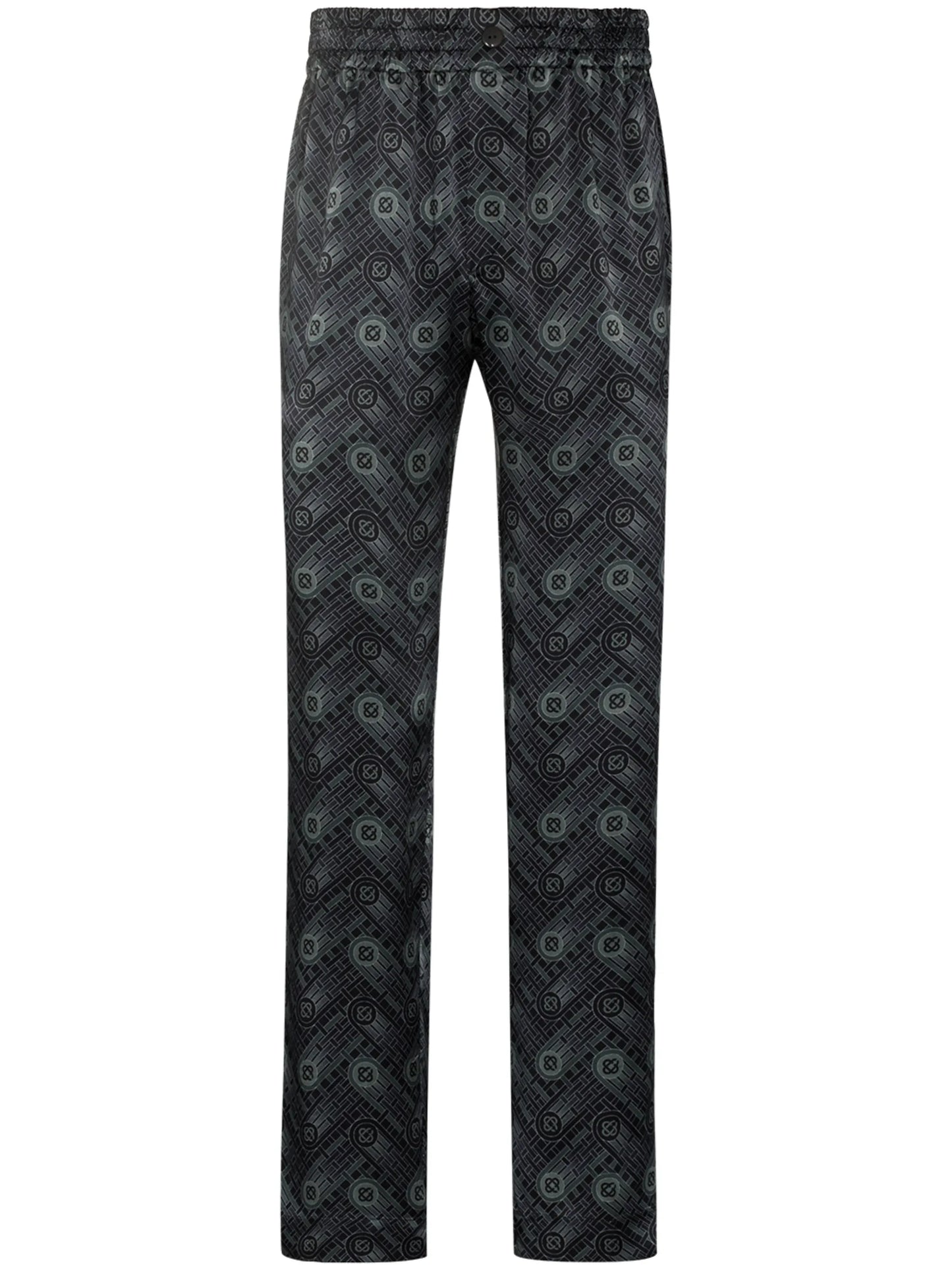 monogram-print silk trousers