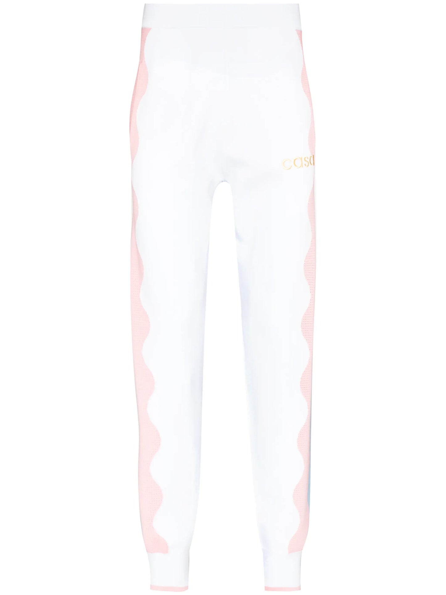 wave-stripe knitted track pants