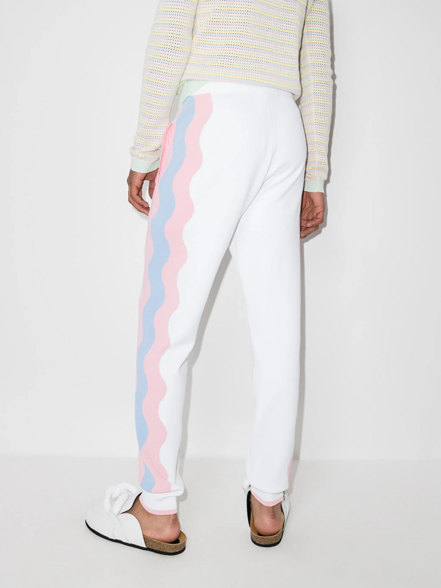wave-stripe knitted track pants