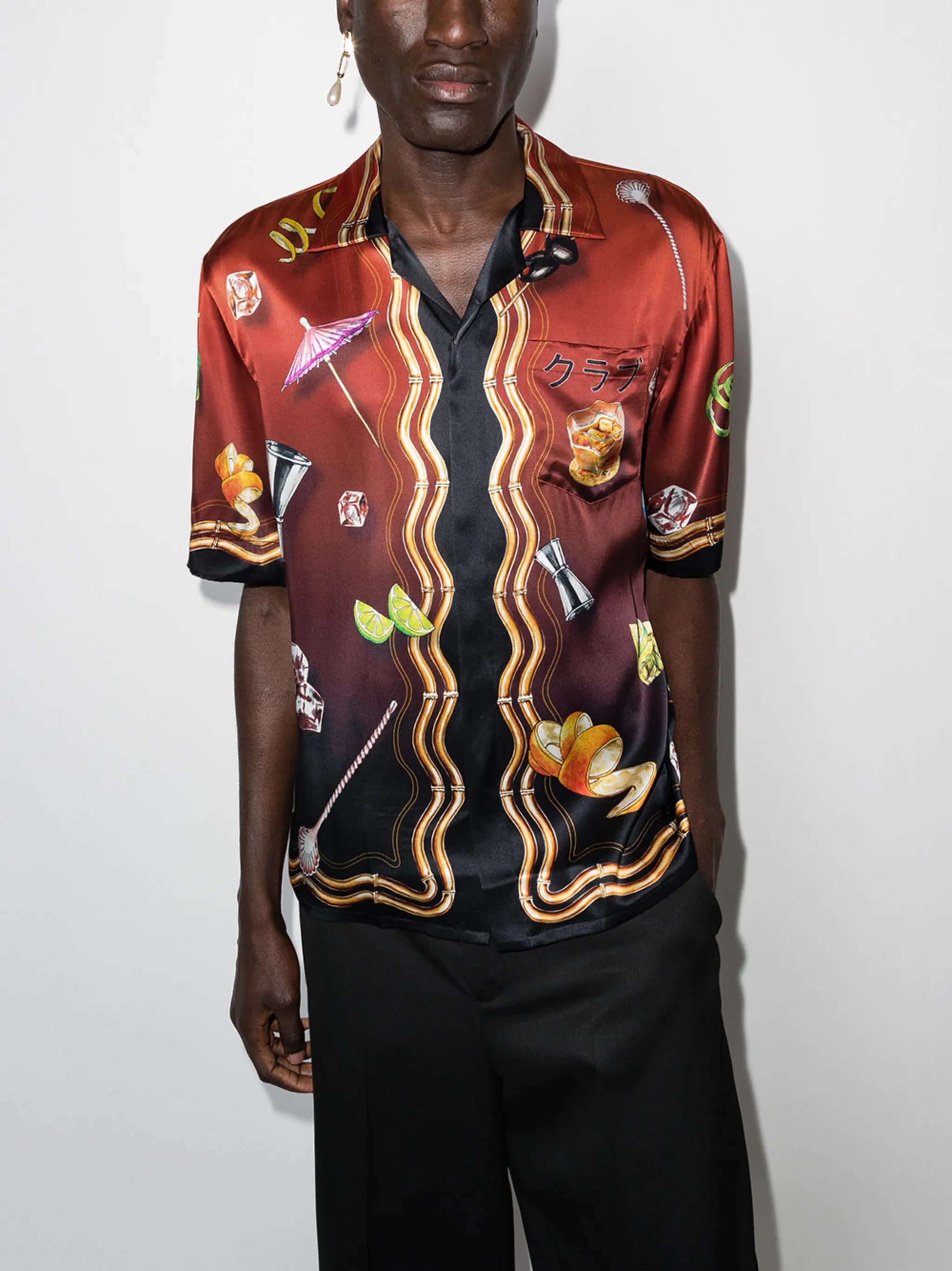 Club Sunset-print silk shirt