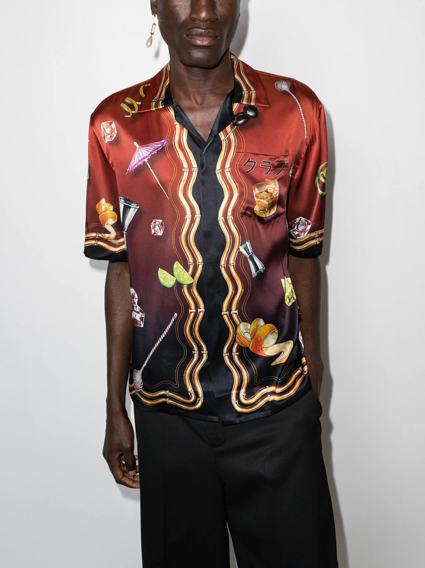 Club Sunset-print silk shirt