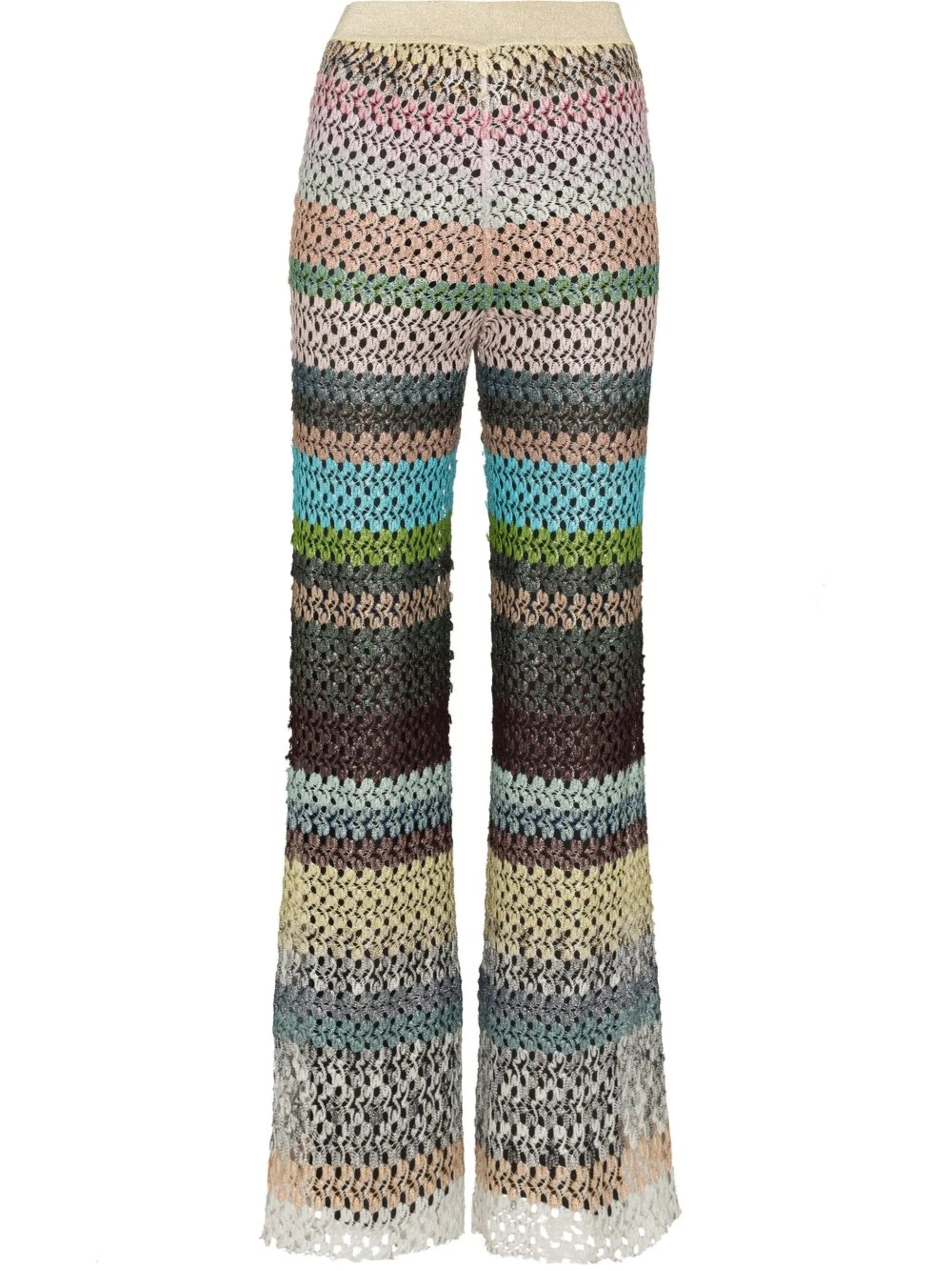 striped flared trousers