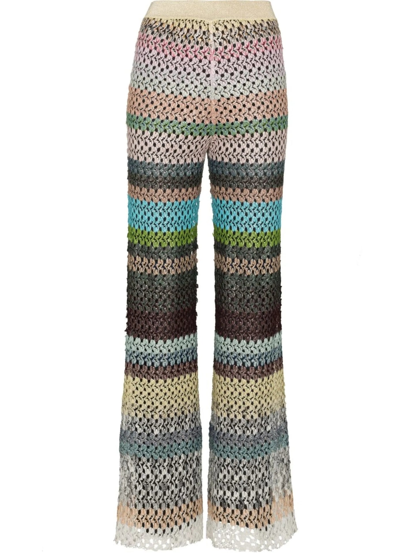 striped flared trousers