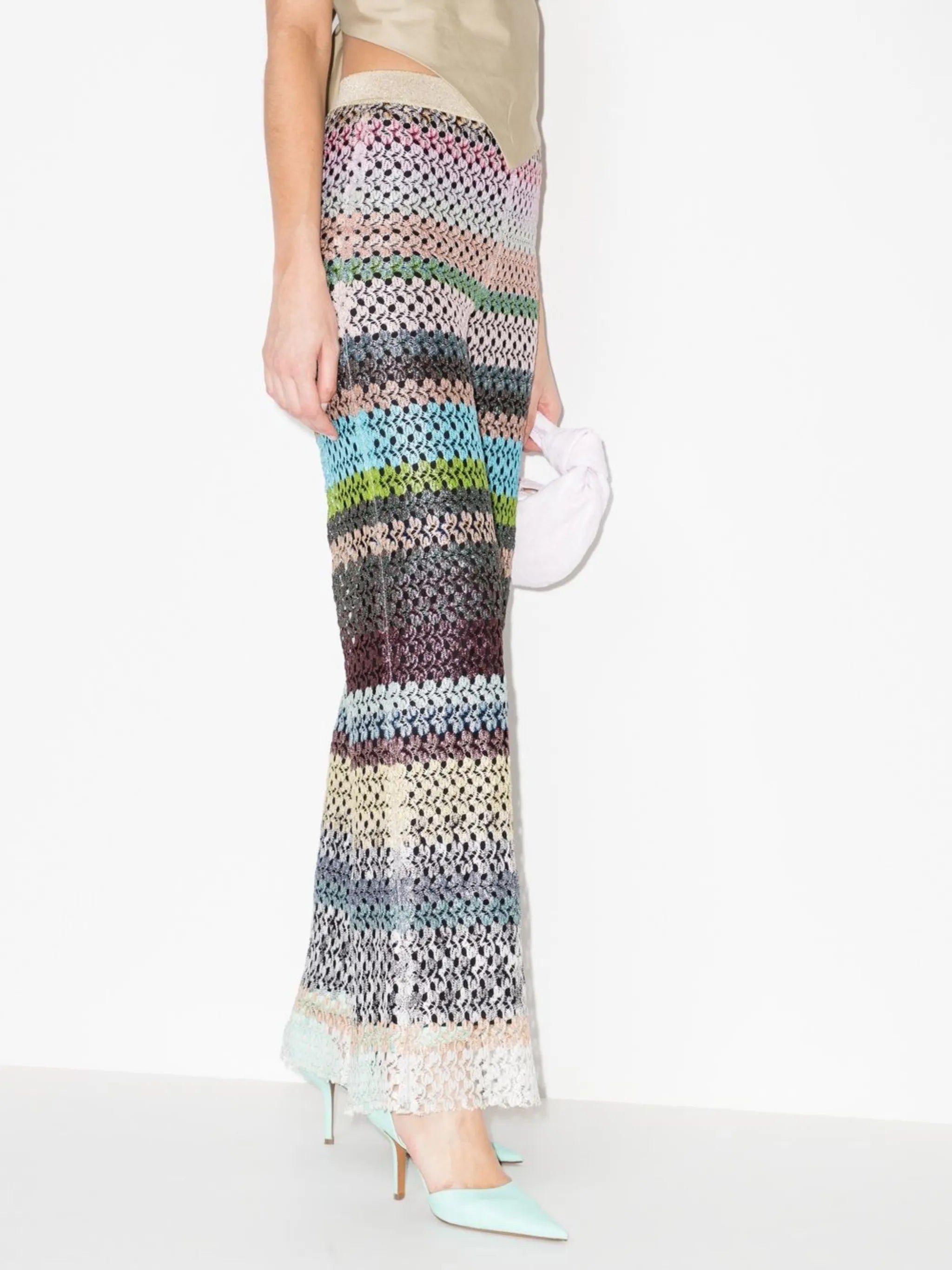 striped flared trousers