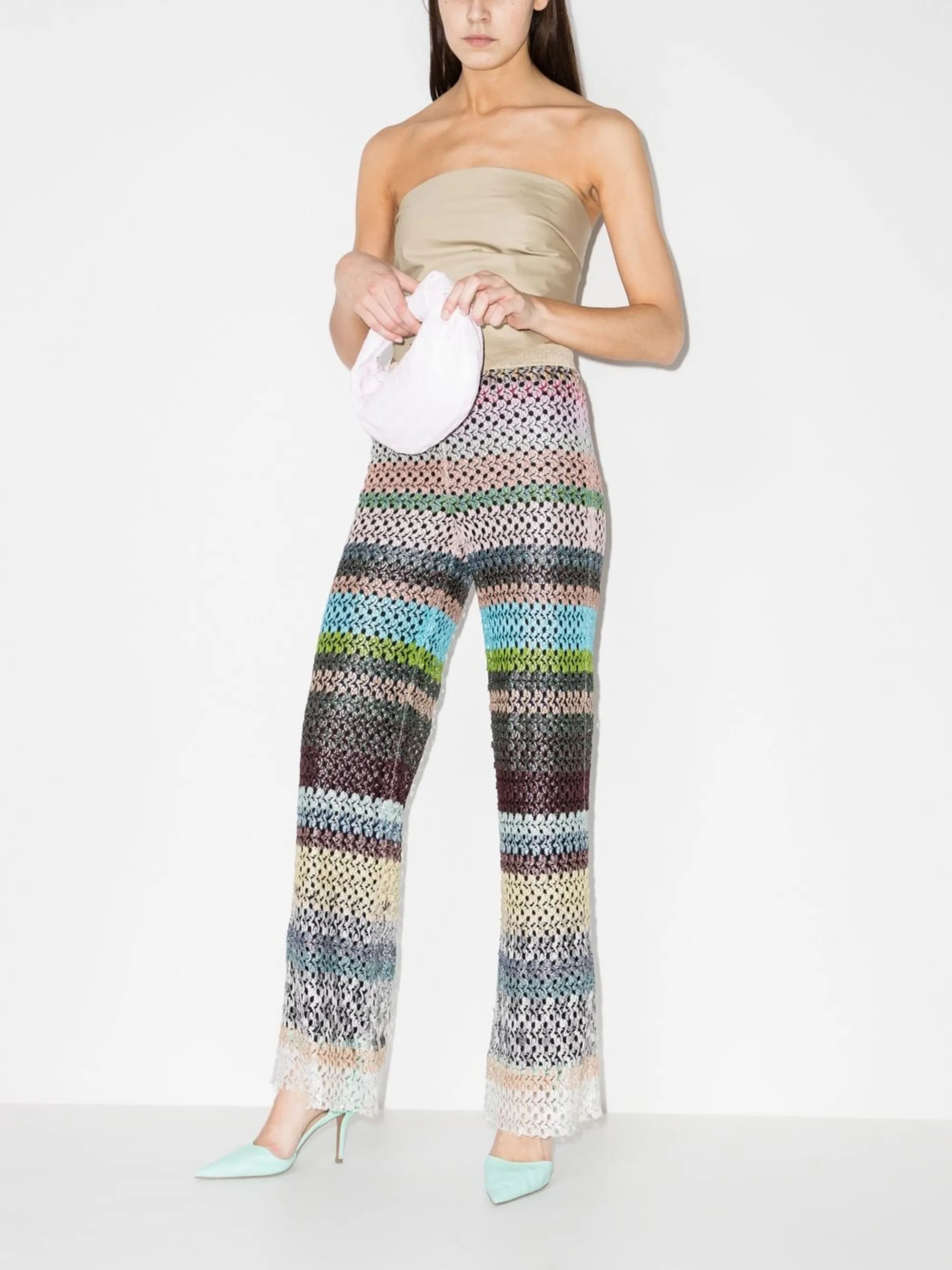 striped flared trousers