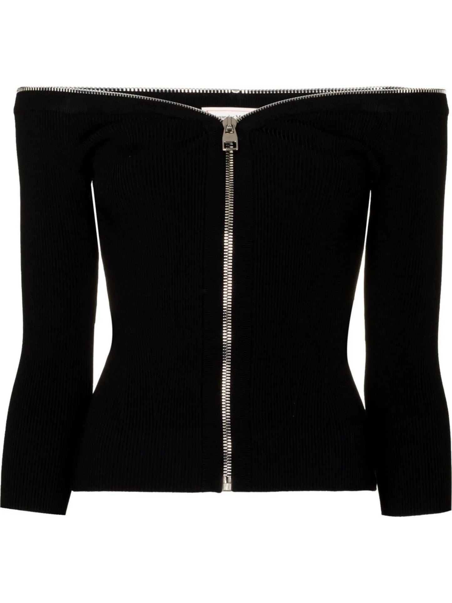 front-zip off-shoulder top