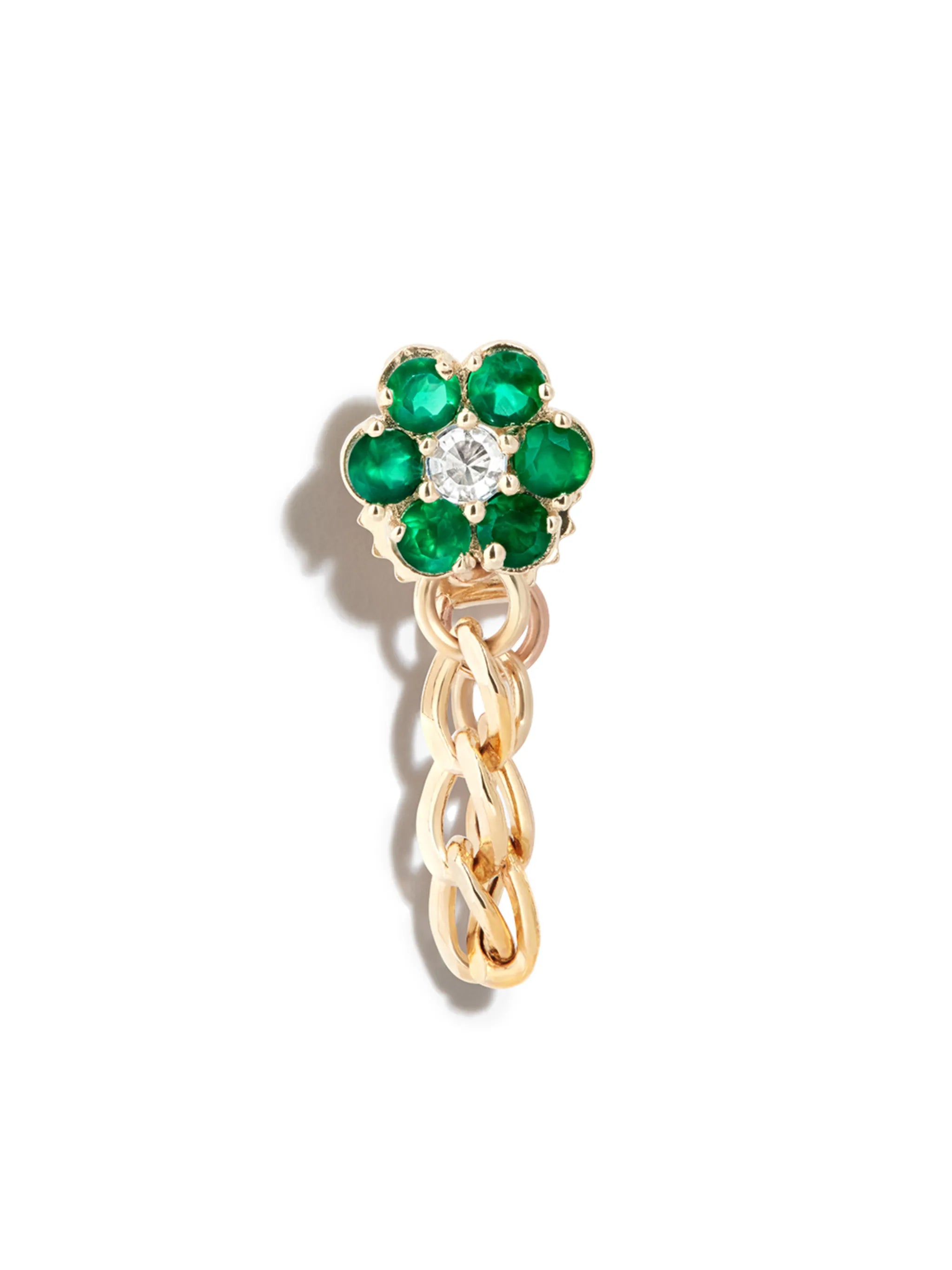 14kt yellow gold Flower Power agate chain stud earring