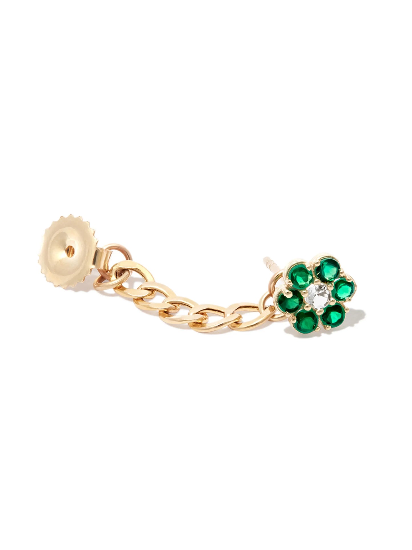 14kt yellow gold Flower Power agate chain stud earring