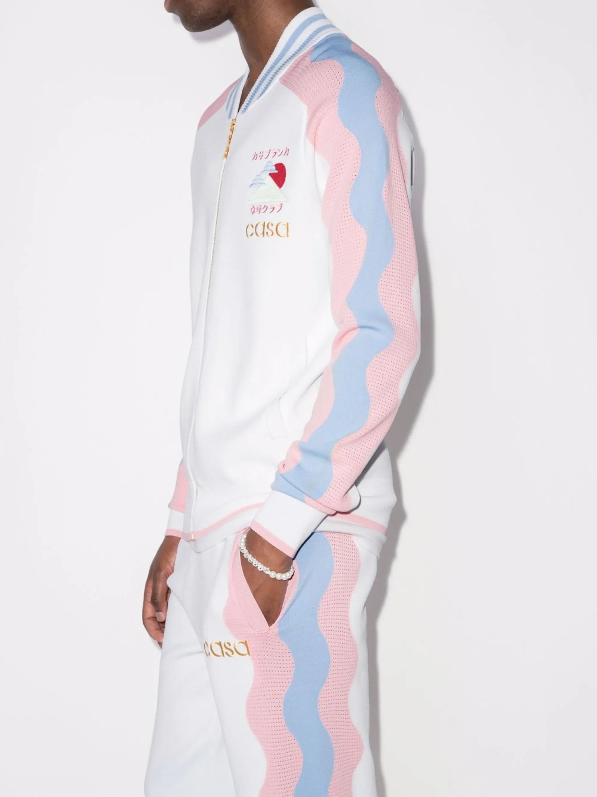 wave-print bomber jacket