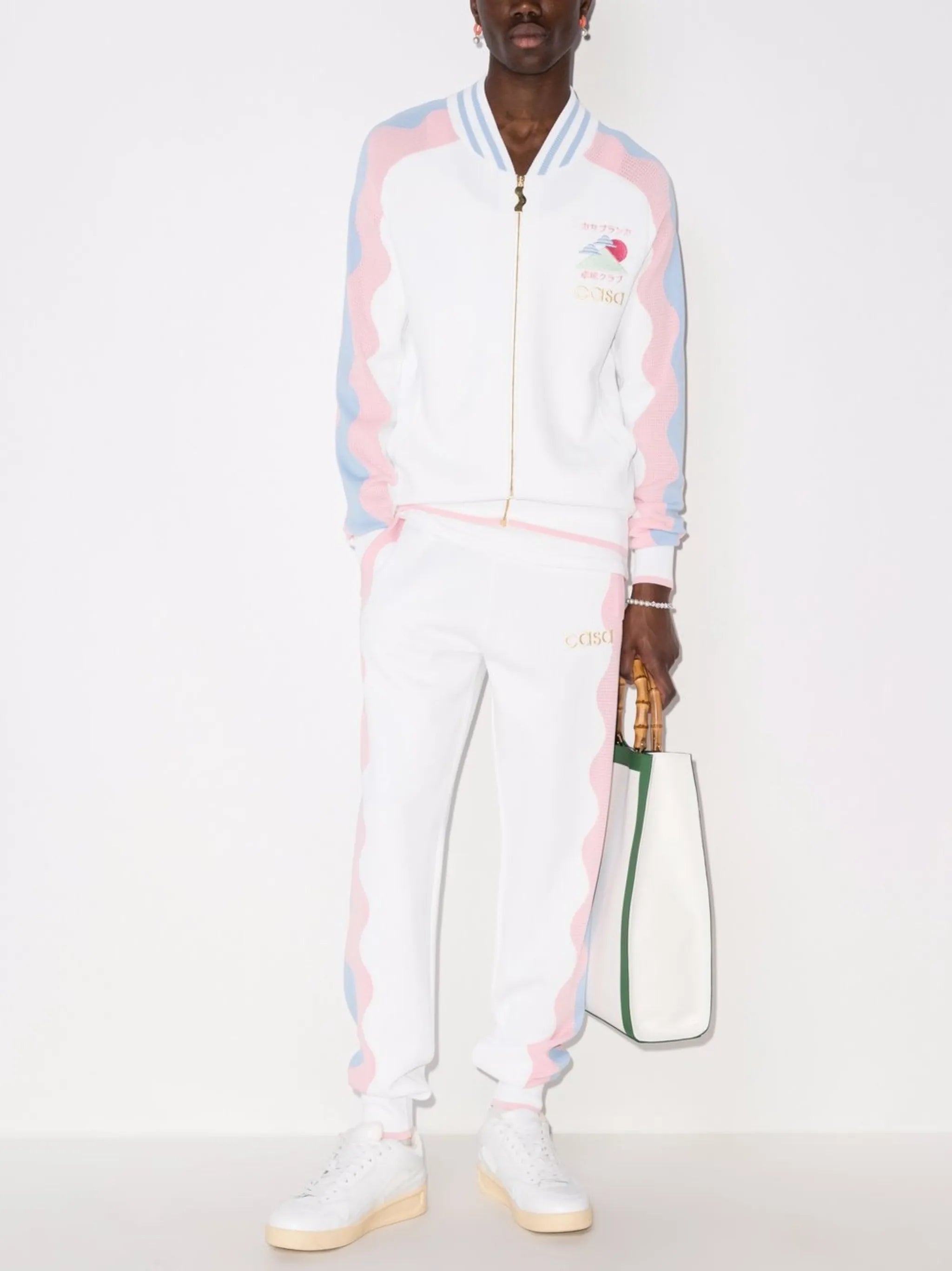 wave-print bomber jacket