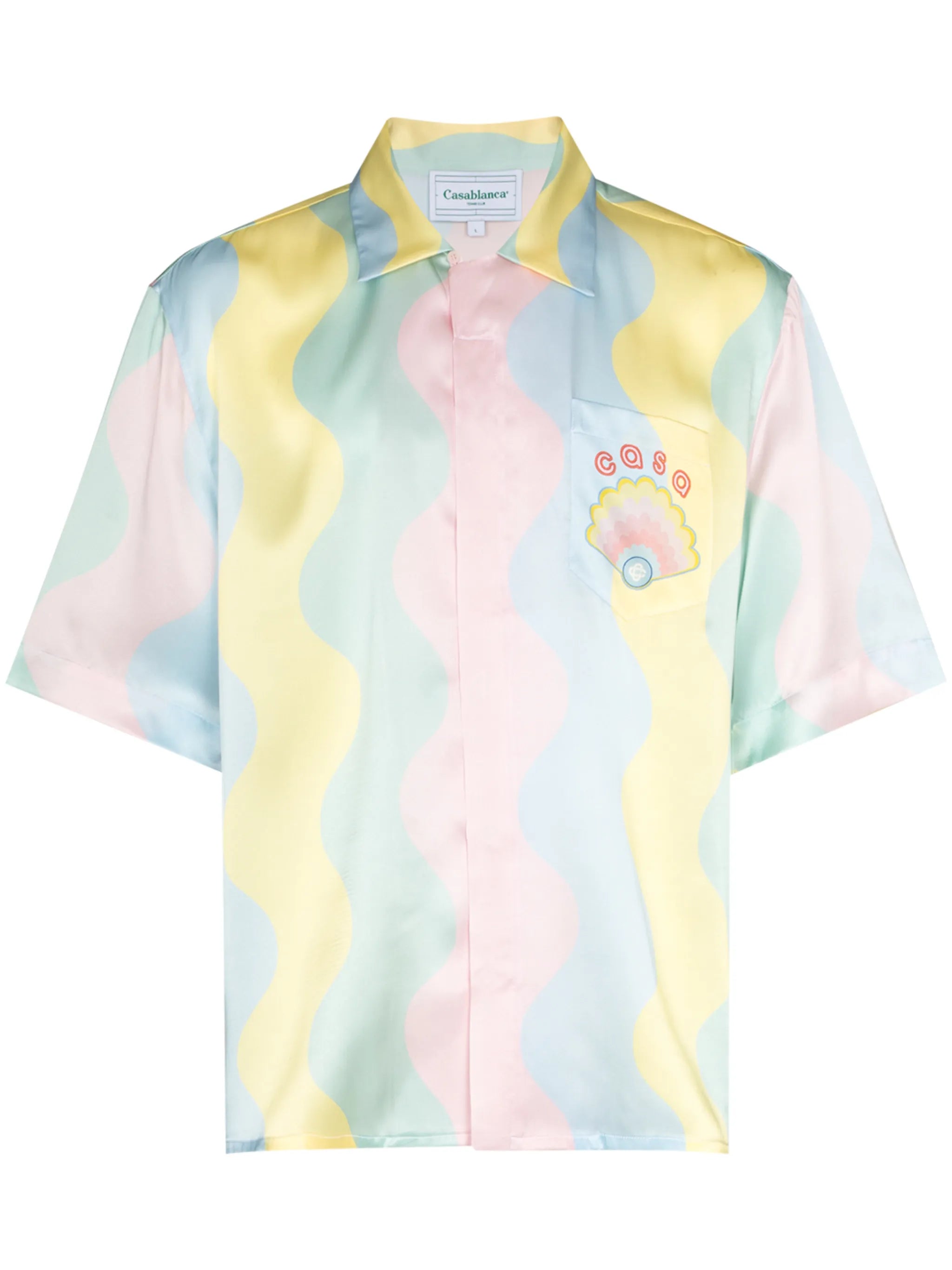 wave-print short-sleeved shirt