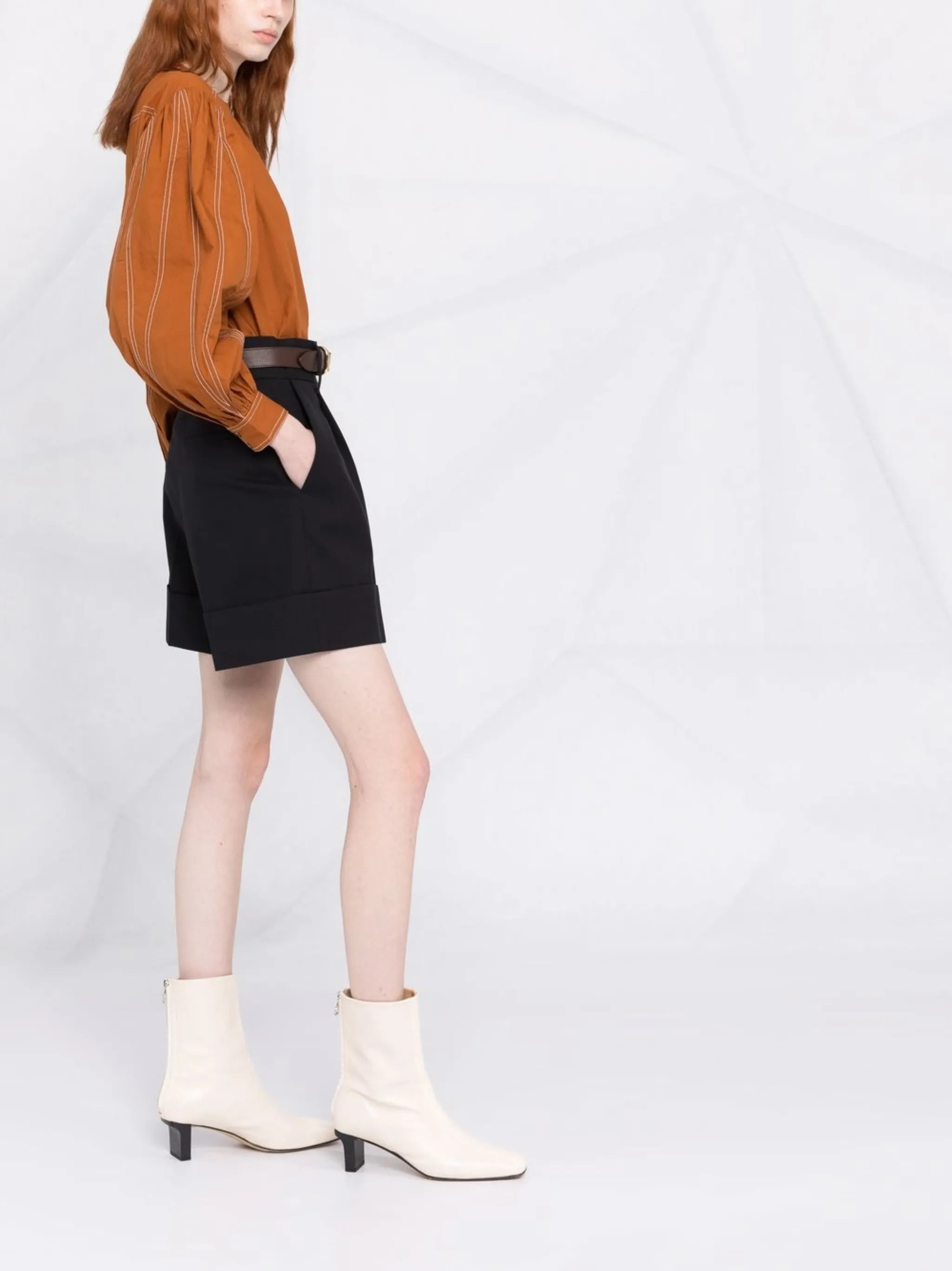 high-waisted tailored shorts