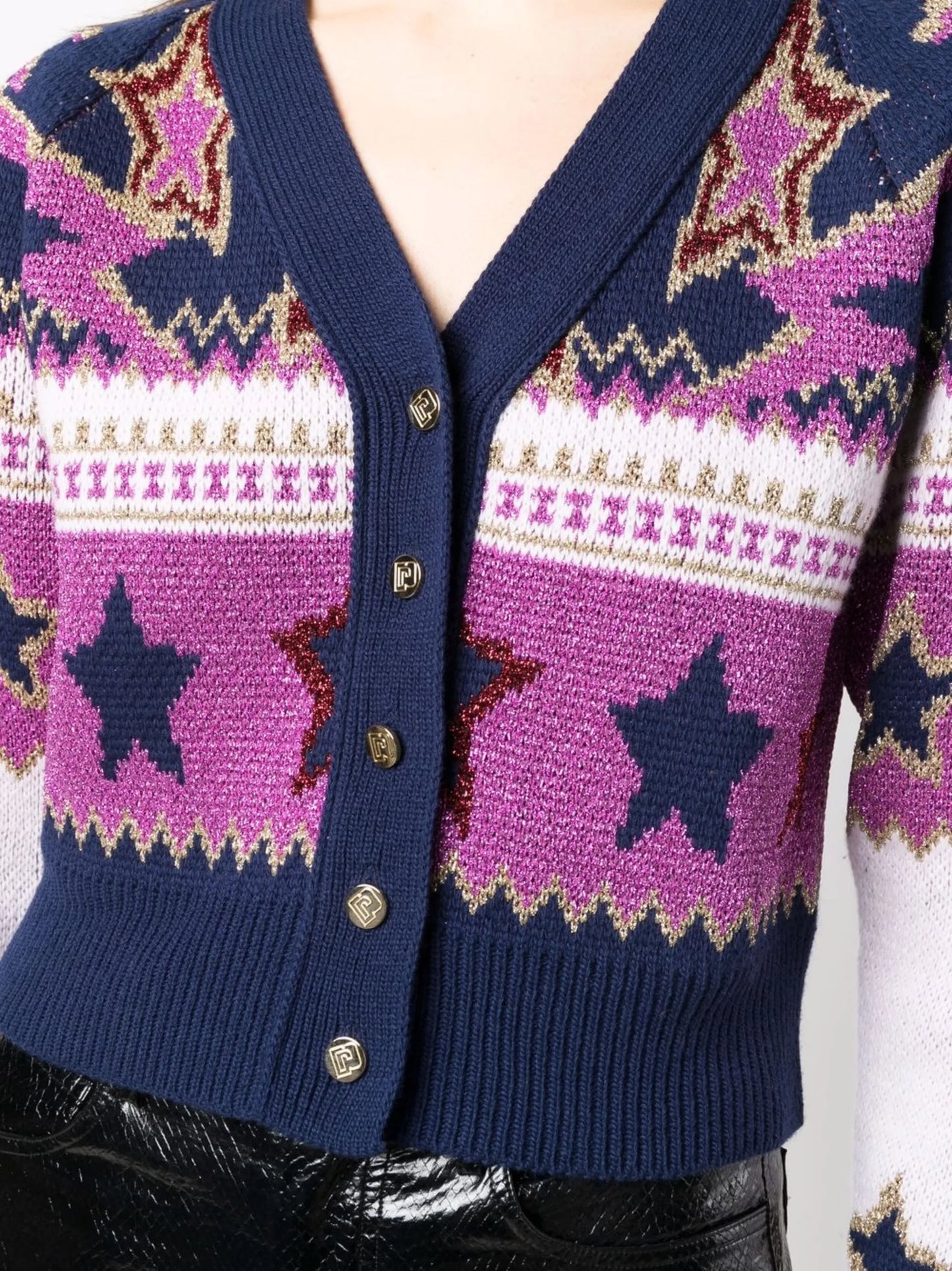 metallic star-knit cardigan