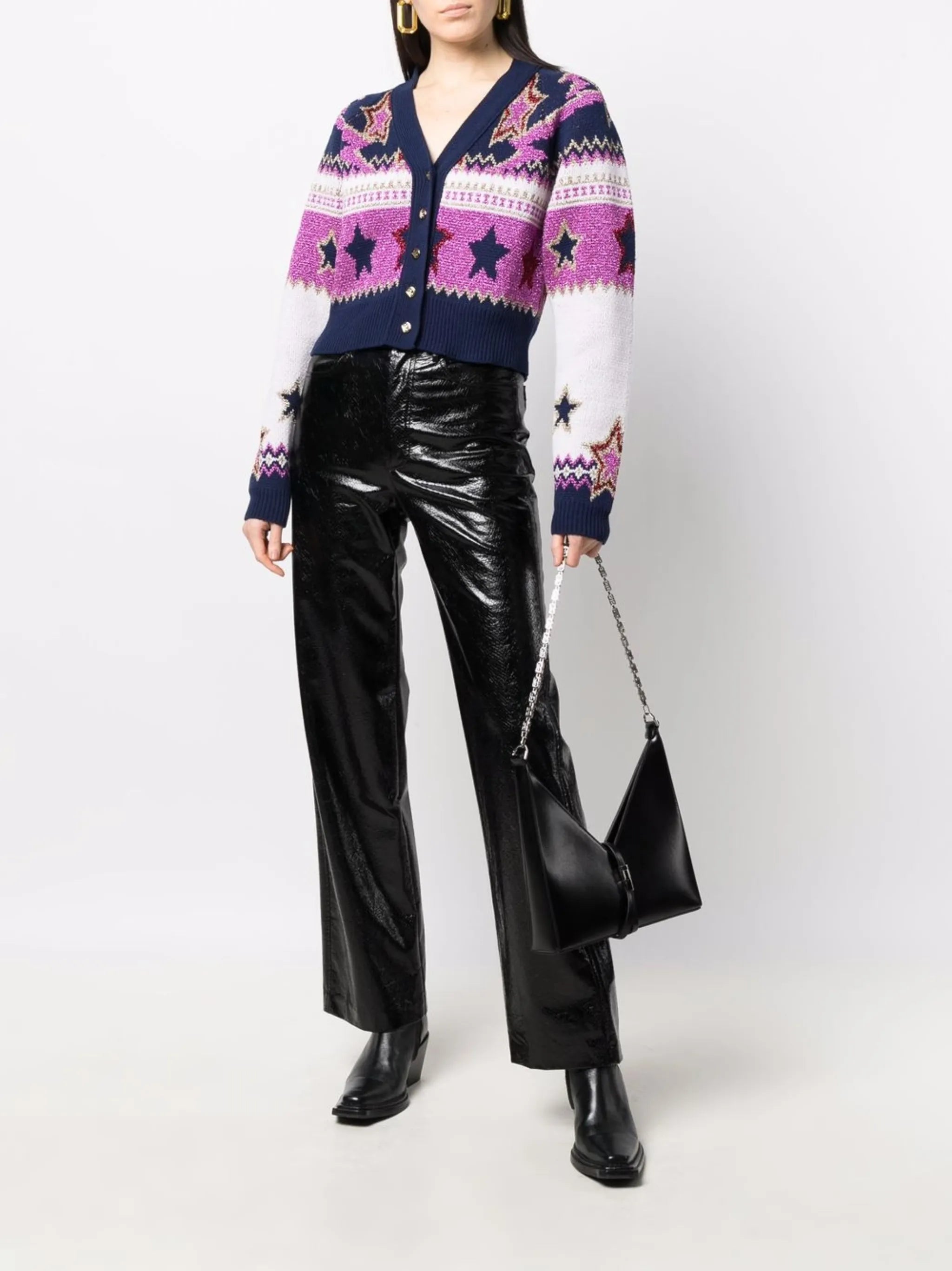 metallic star-knit cardigan