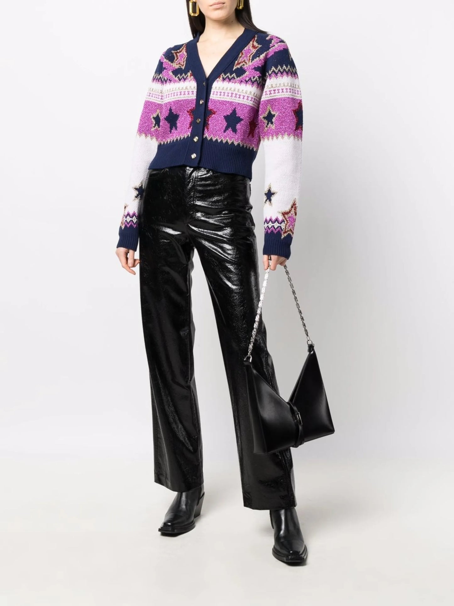 metallic star-knit cardigan