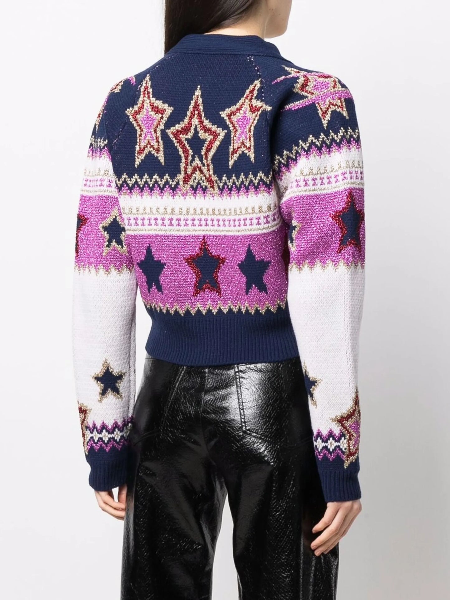 metallic star-knit cardigan