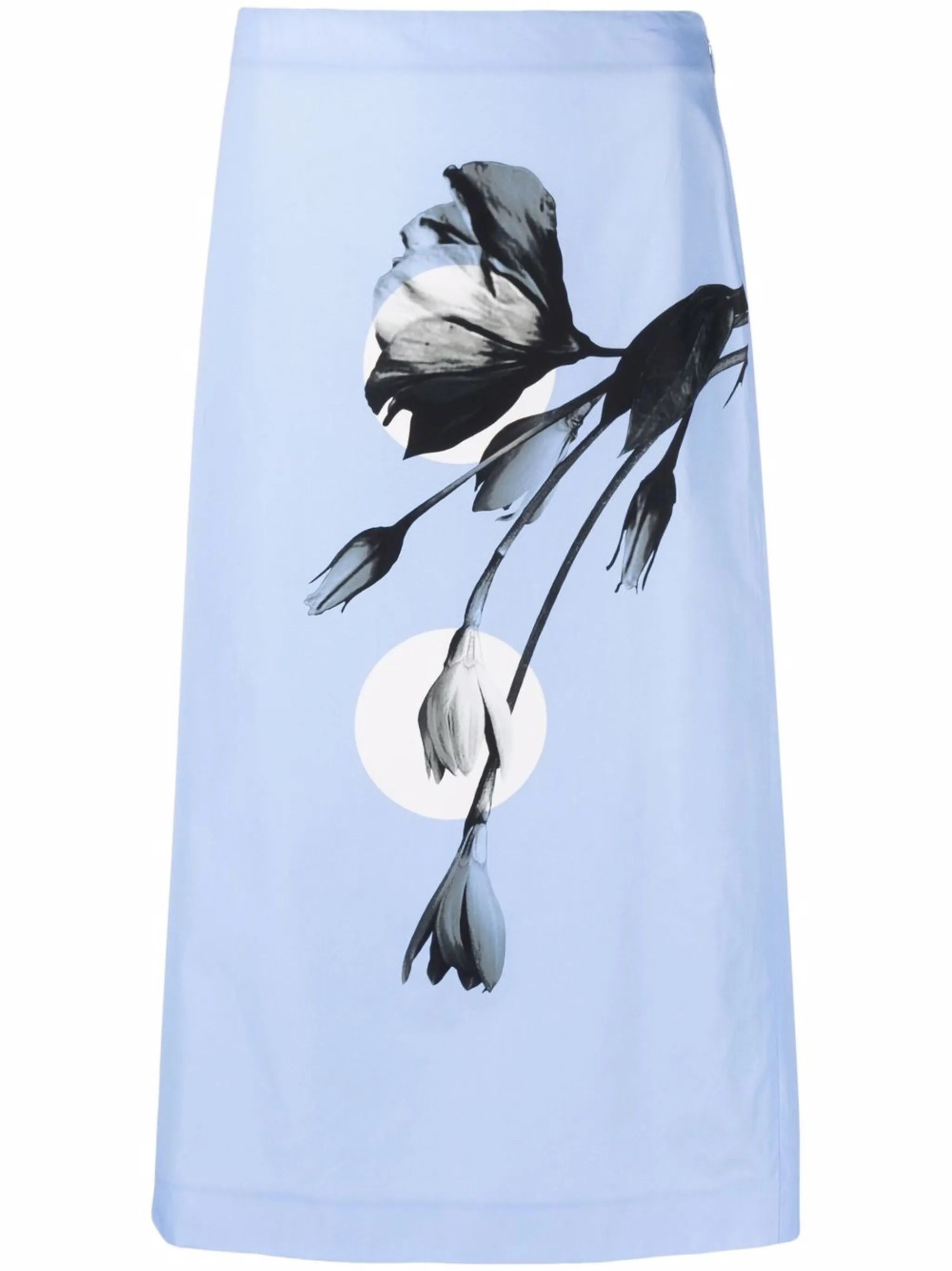 flower-print A-line midi skirt