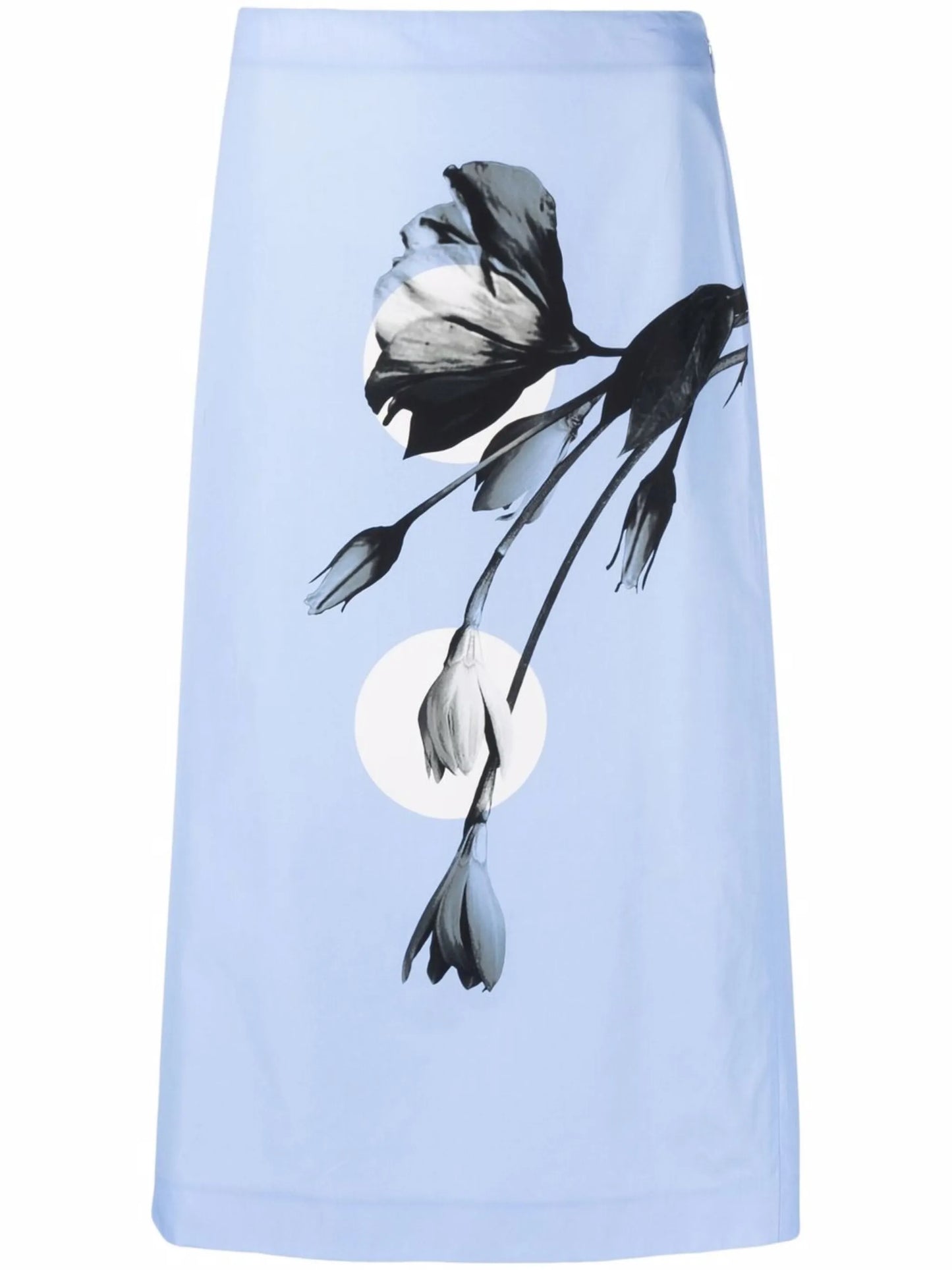flower-print A-line midi skirt