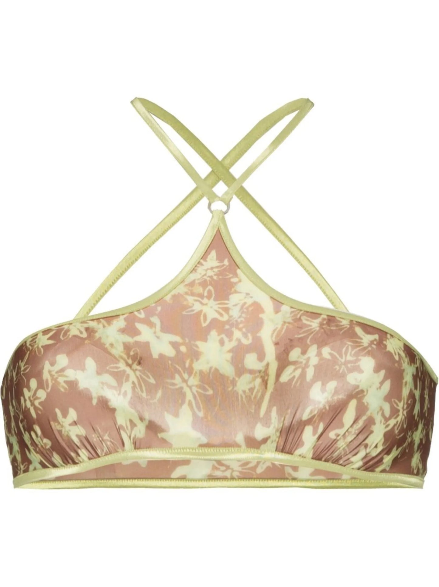 floral-print halterneck cropped top