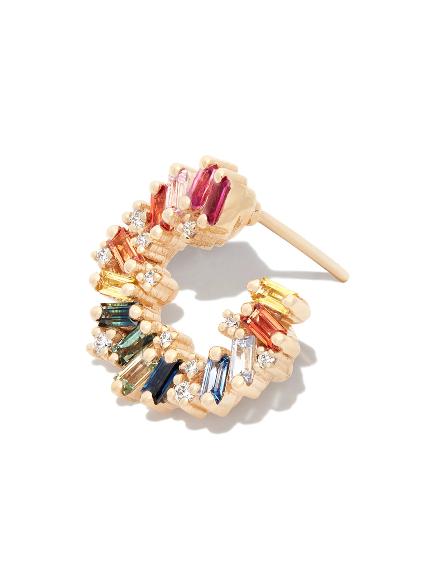 18kt yellow gold diamond and sapphire hoop earrings