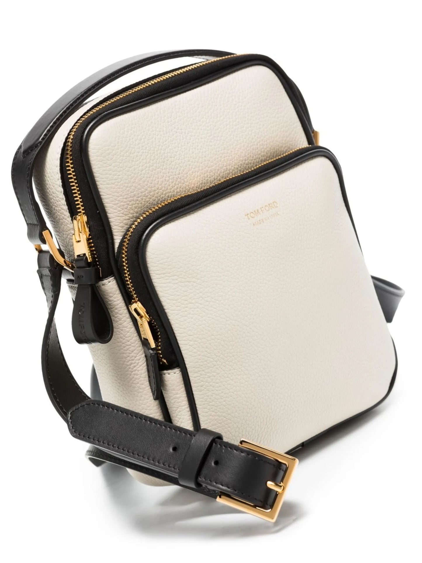 logo-lettering grained-leather shoulder bag