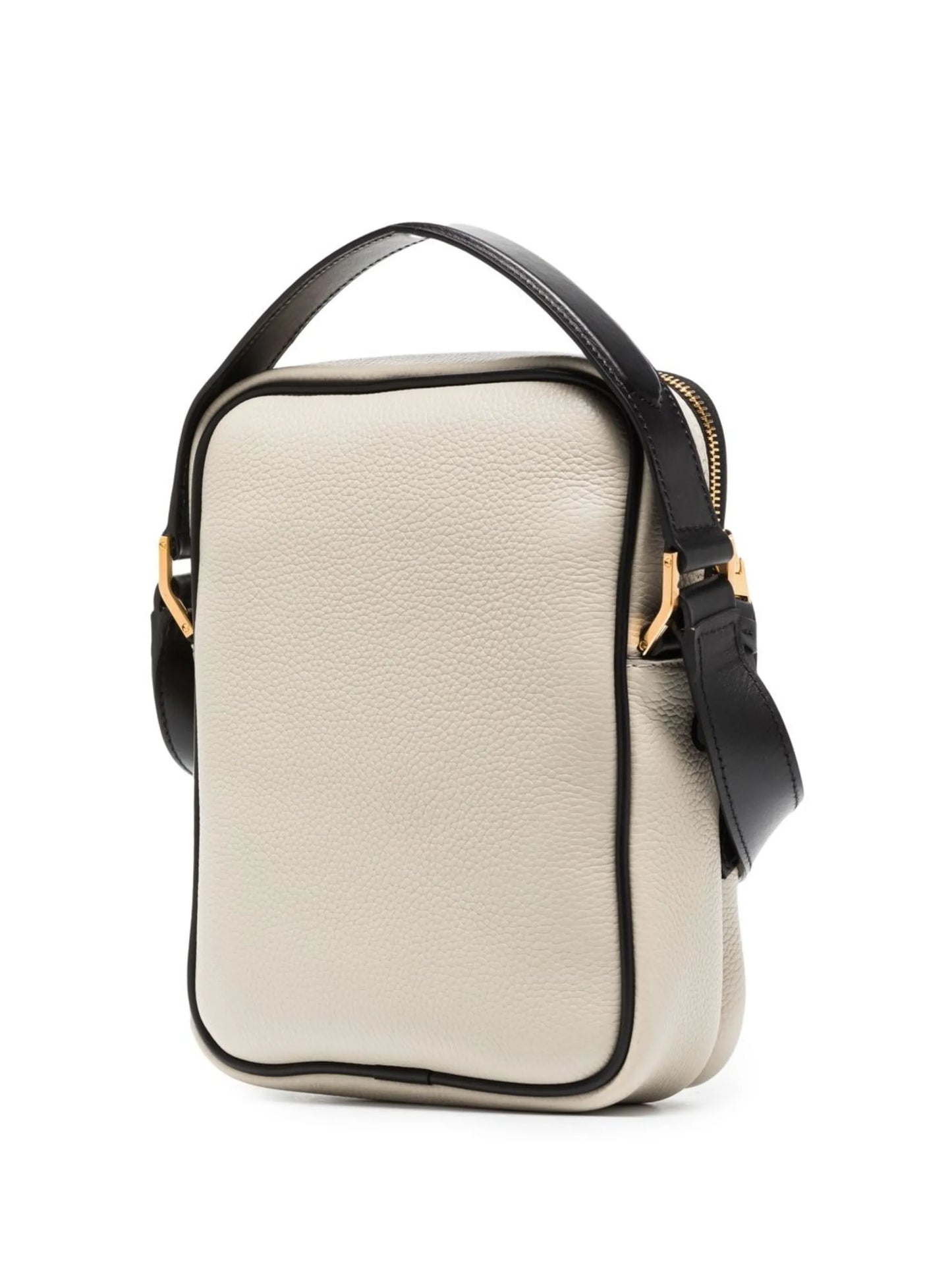 logo-lettering grained-leather shoulder bag