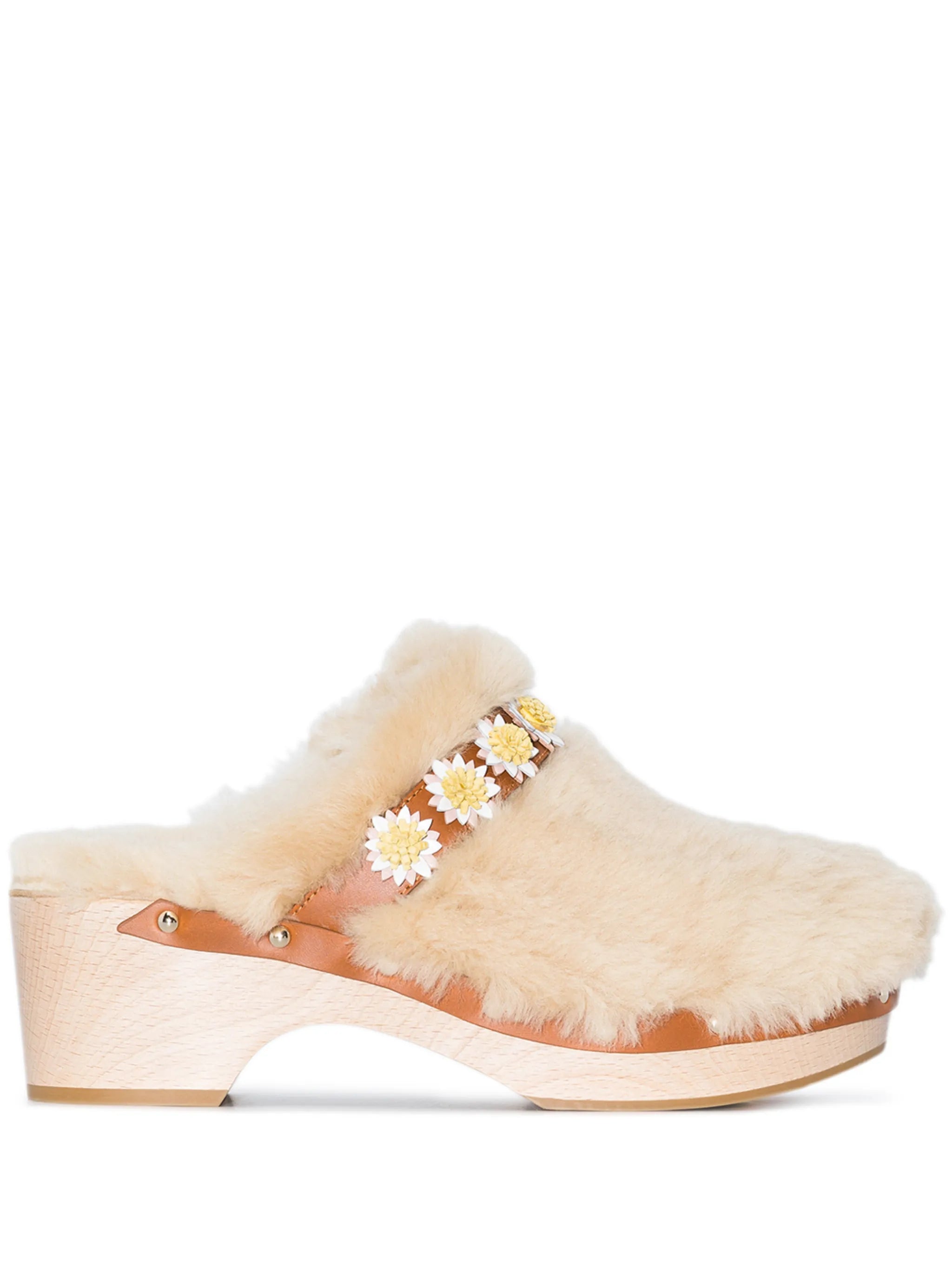Jean Daisy shearling clogs