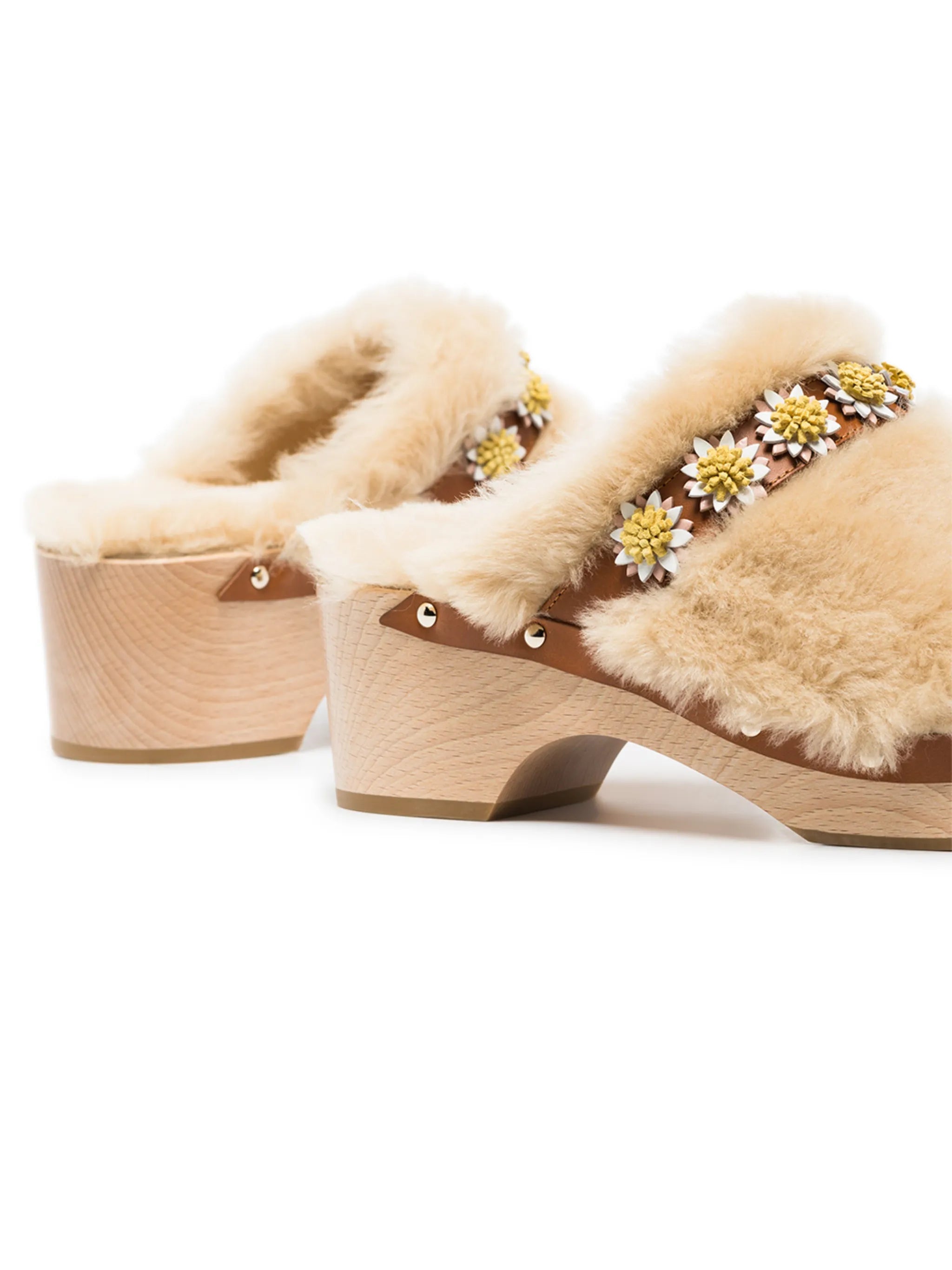 Jean Daisy shearling clogs