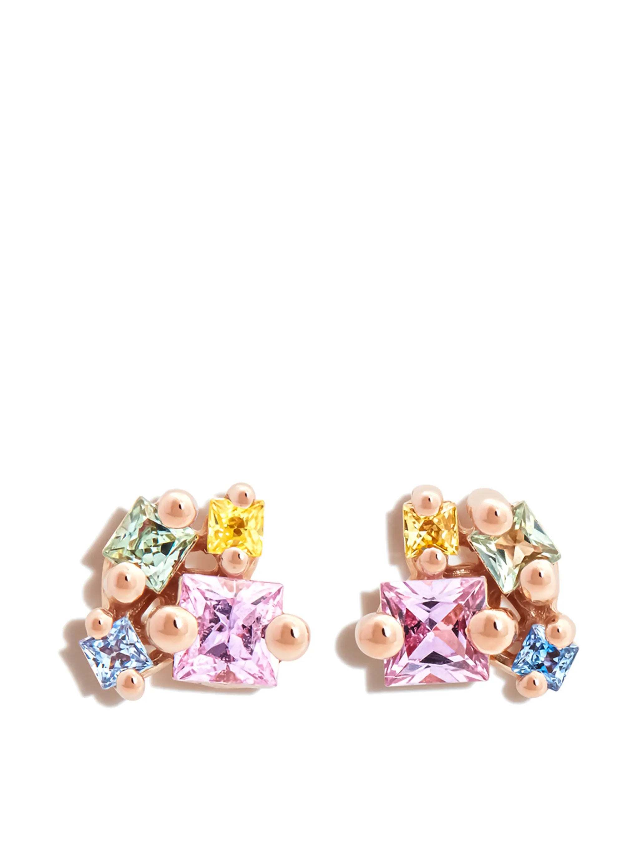 18kt rose gold Cluster sapphire earrings