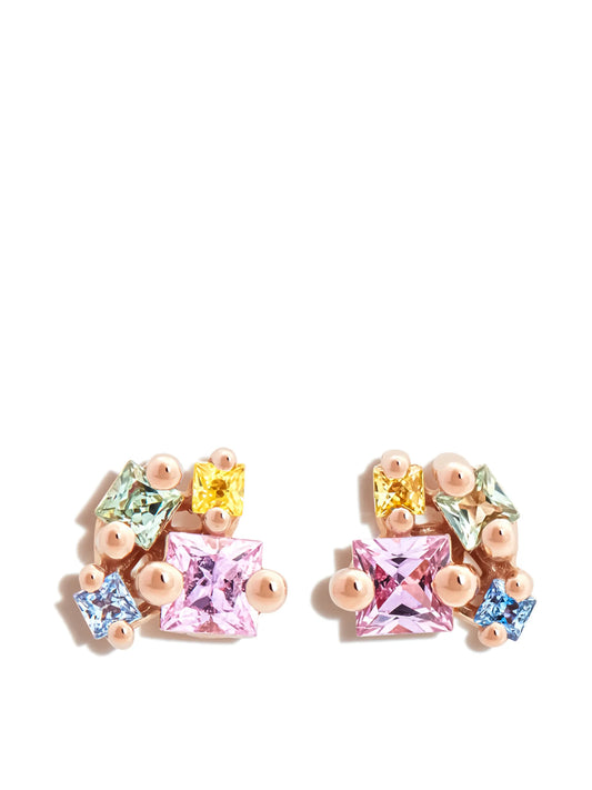 18kt rose gold Cluster sapphire earrings