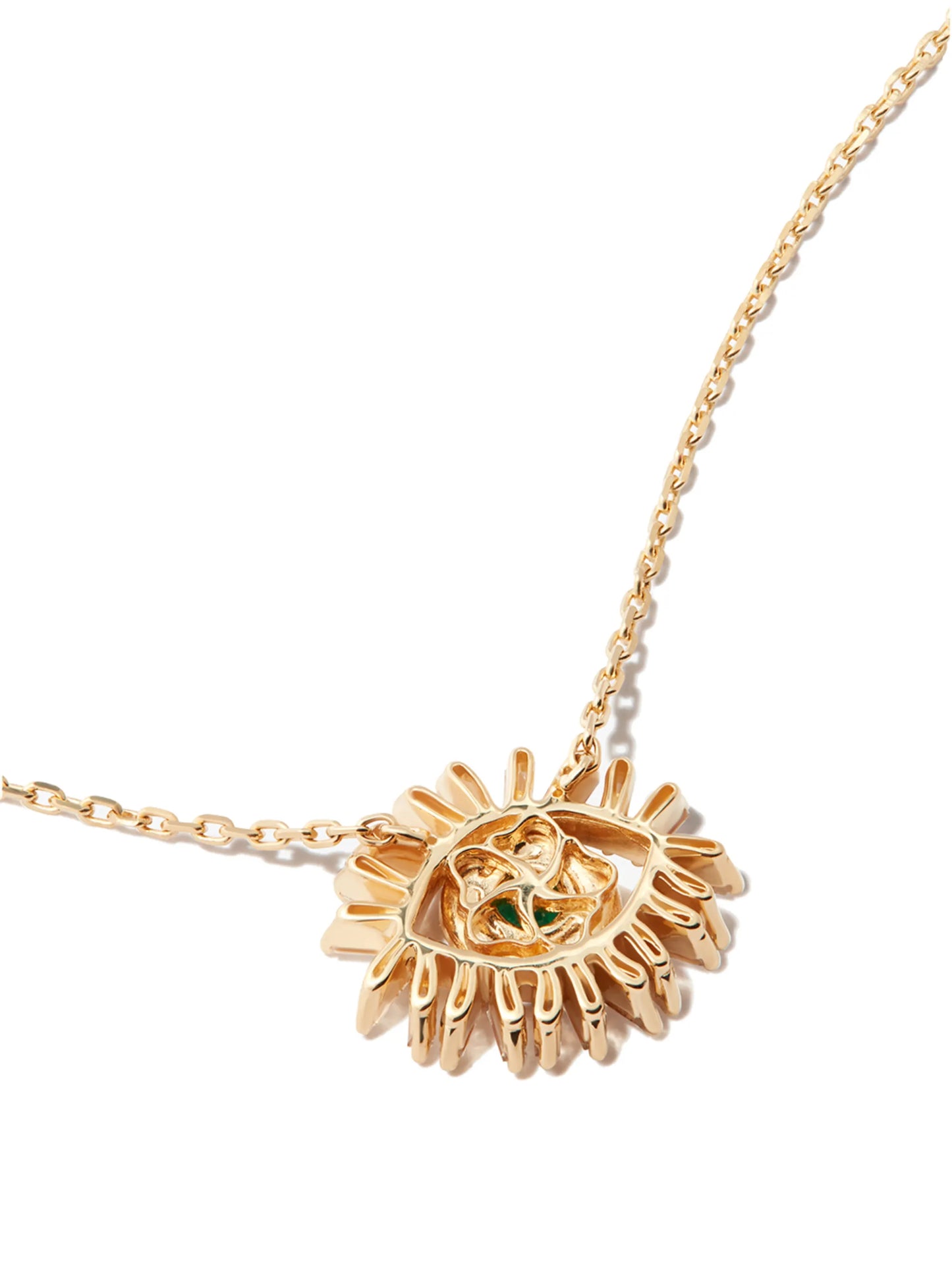 18kt yellow gold Mini Evil Eye diamond and emerald necklace