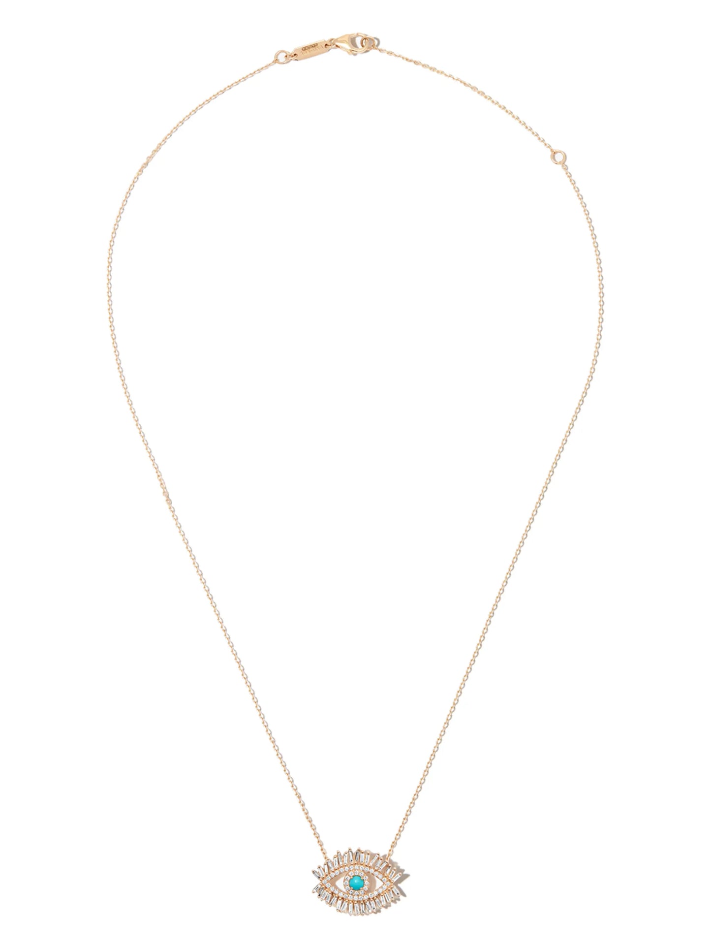 18kt yellow gold Evil Eye diamond and turquoise necklace