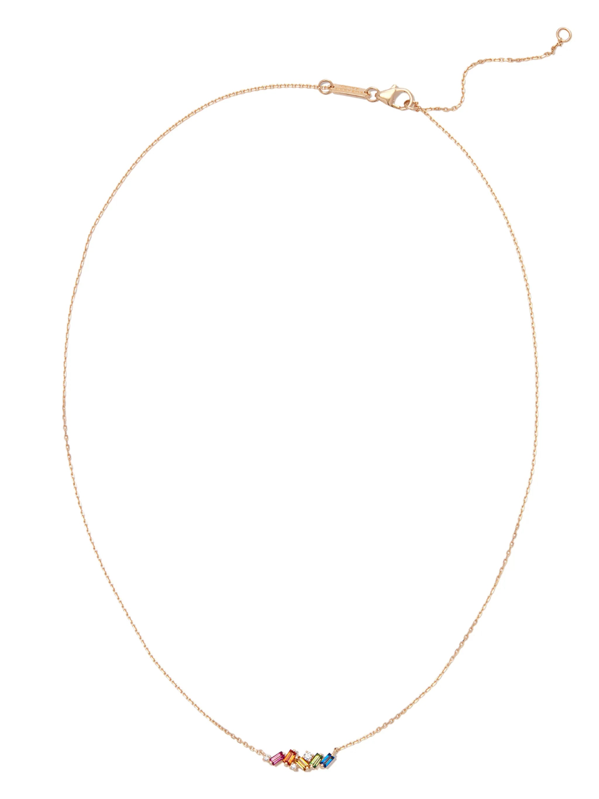 18kt yellow gold Mini Rainbow sapphire and diamond necklace
