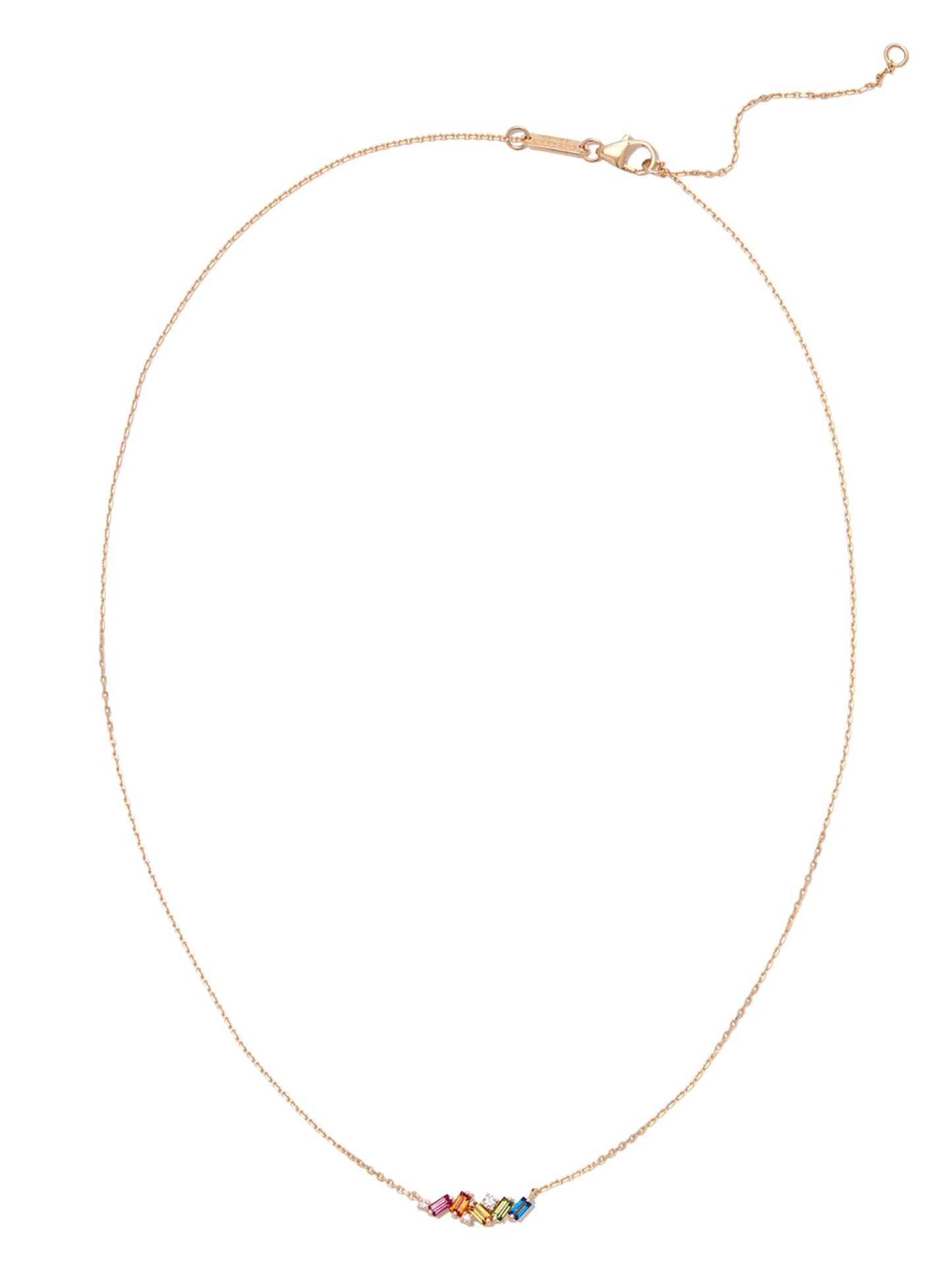 18kt yellow gold Mini Rainbow sapphire and diamond necklace
