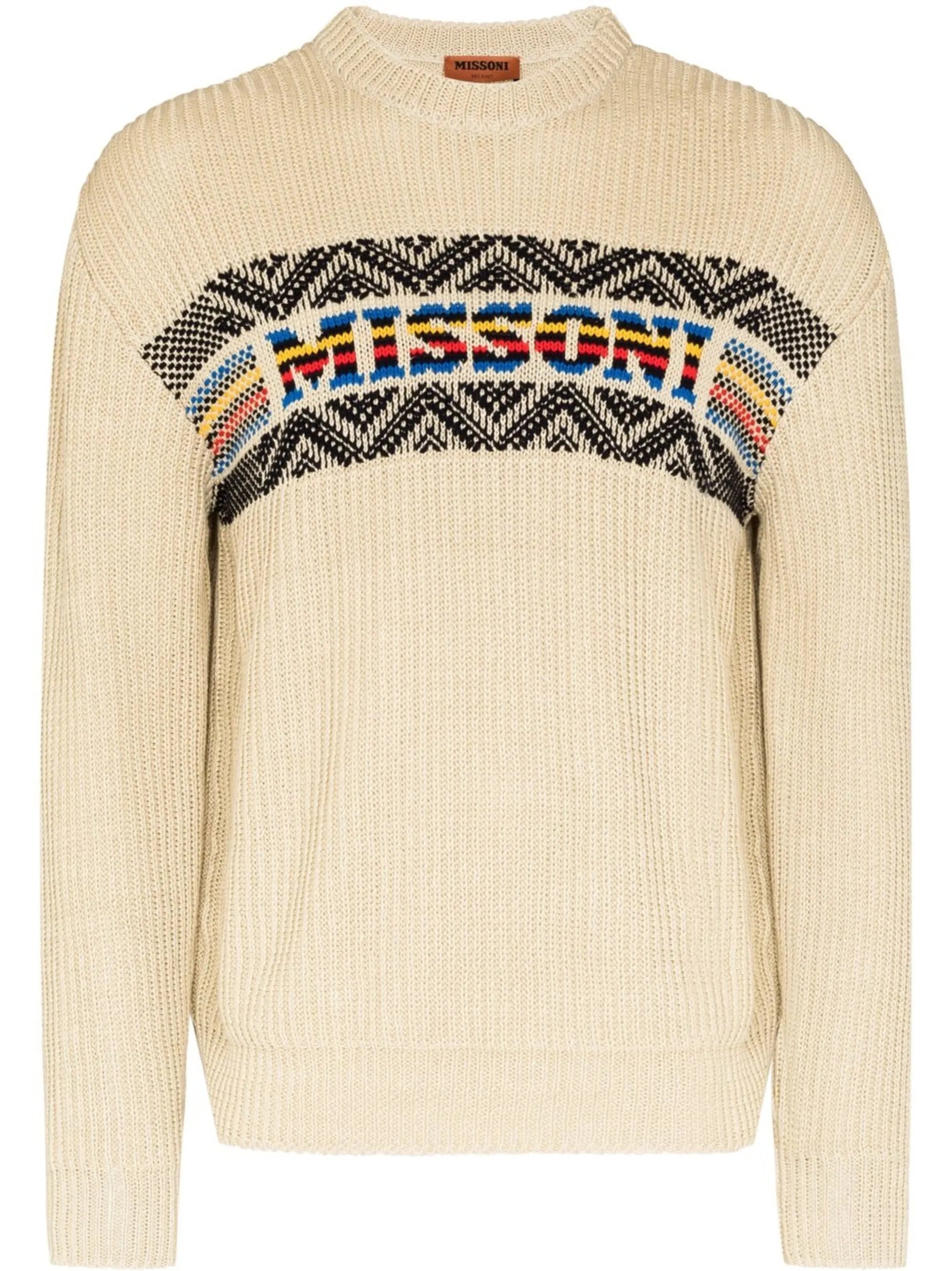 logo intarsia-knit ribbed jumper