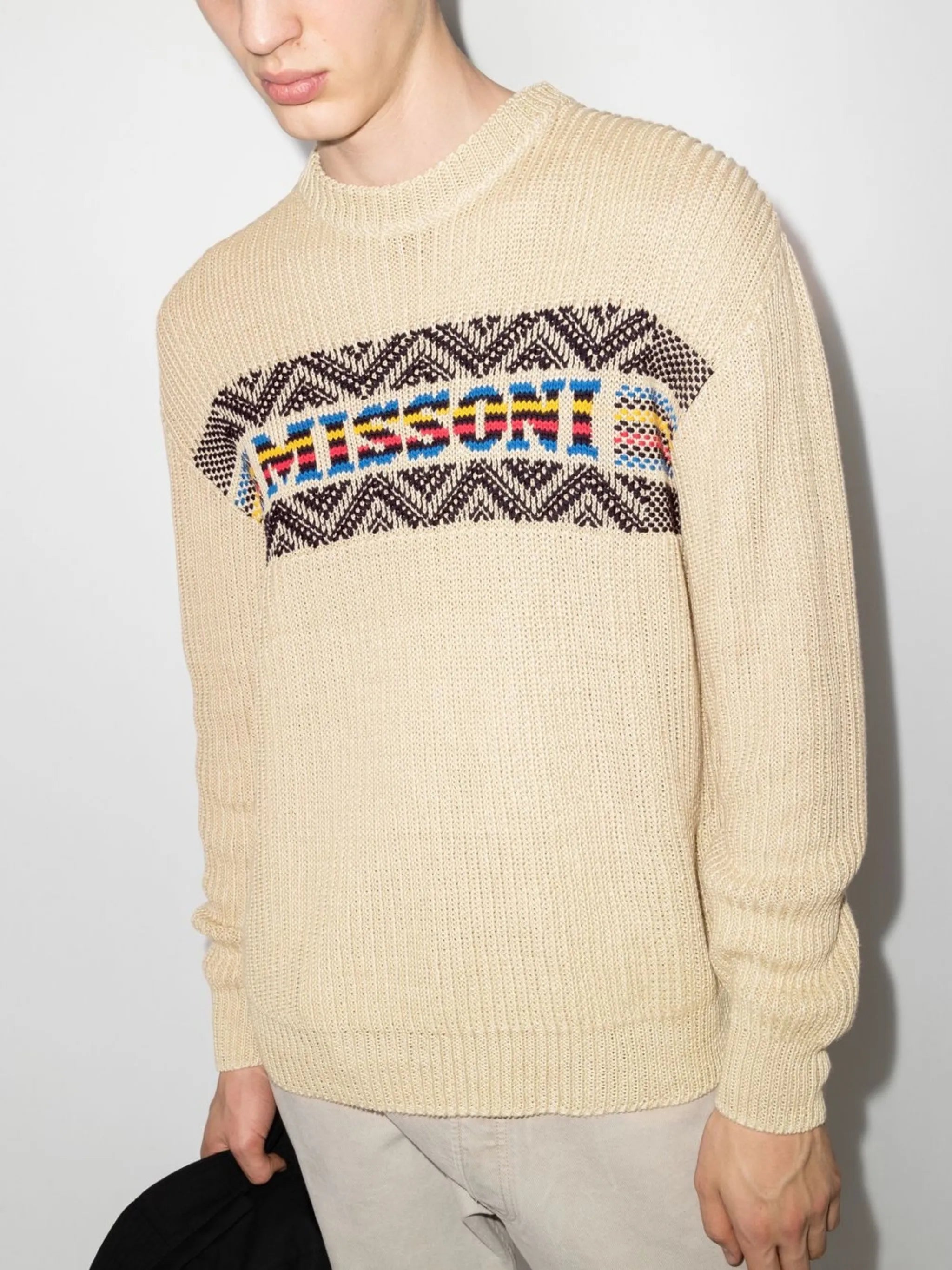 logo intarsia-knit ribbed jumper